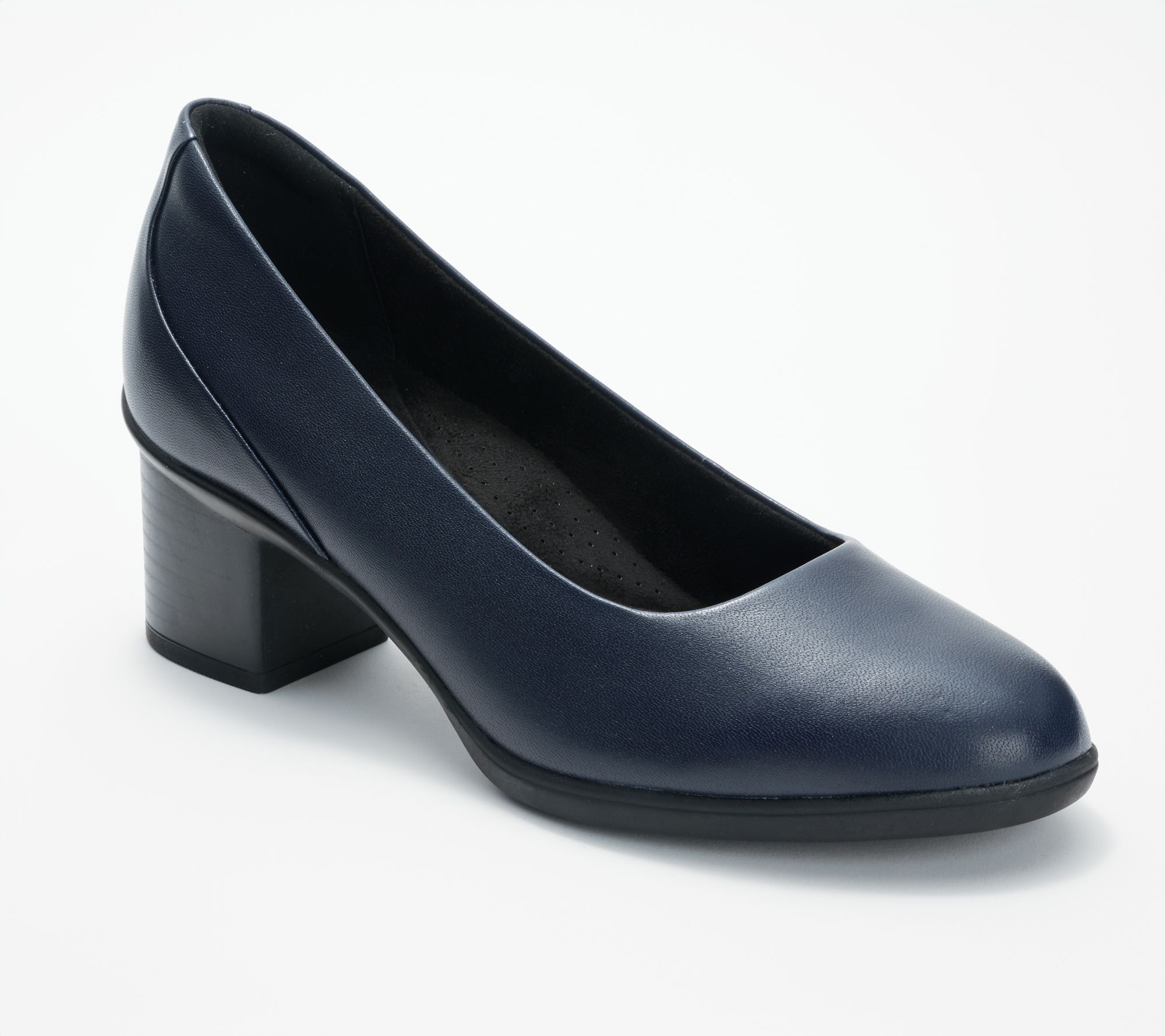 Clarks Signature Leather Block Heels -Shaya Poppy