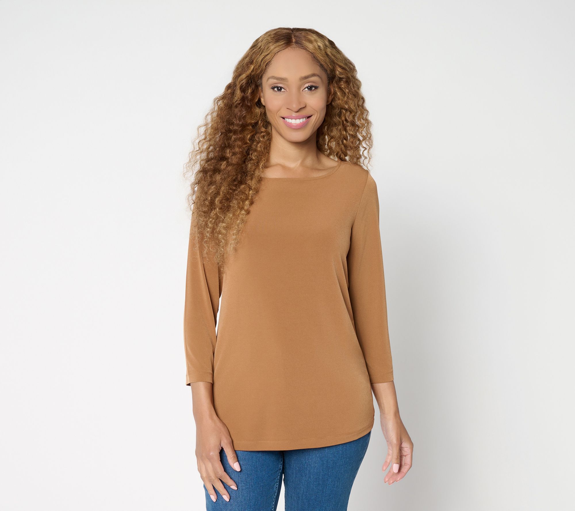 Susan Graver Sleek Essentials Liquid Knit Bateau Neck Top