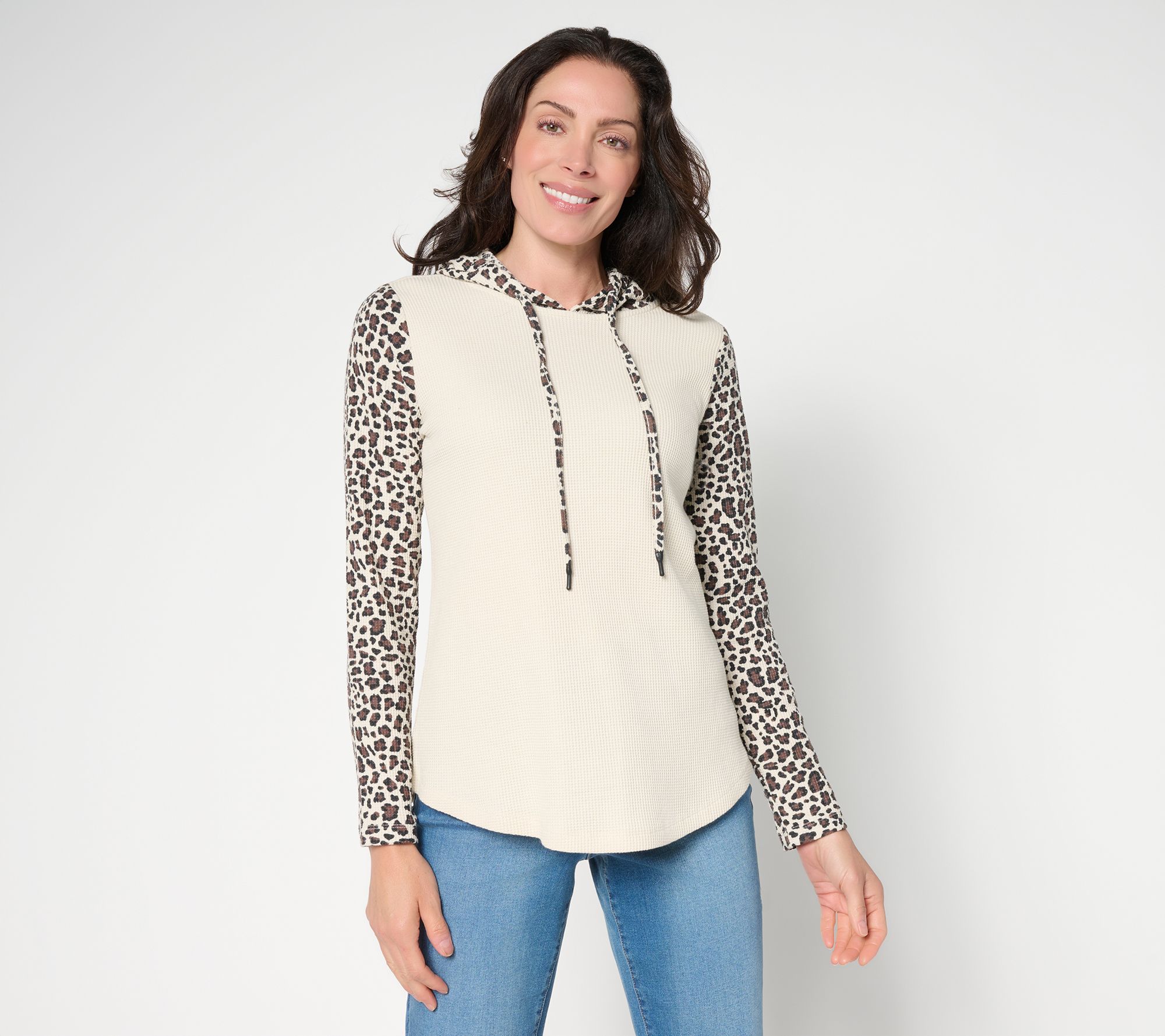 Belle by Kim Gravel Baby Waffle Leopard Sleeve Hoodie