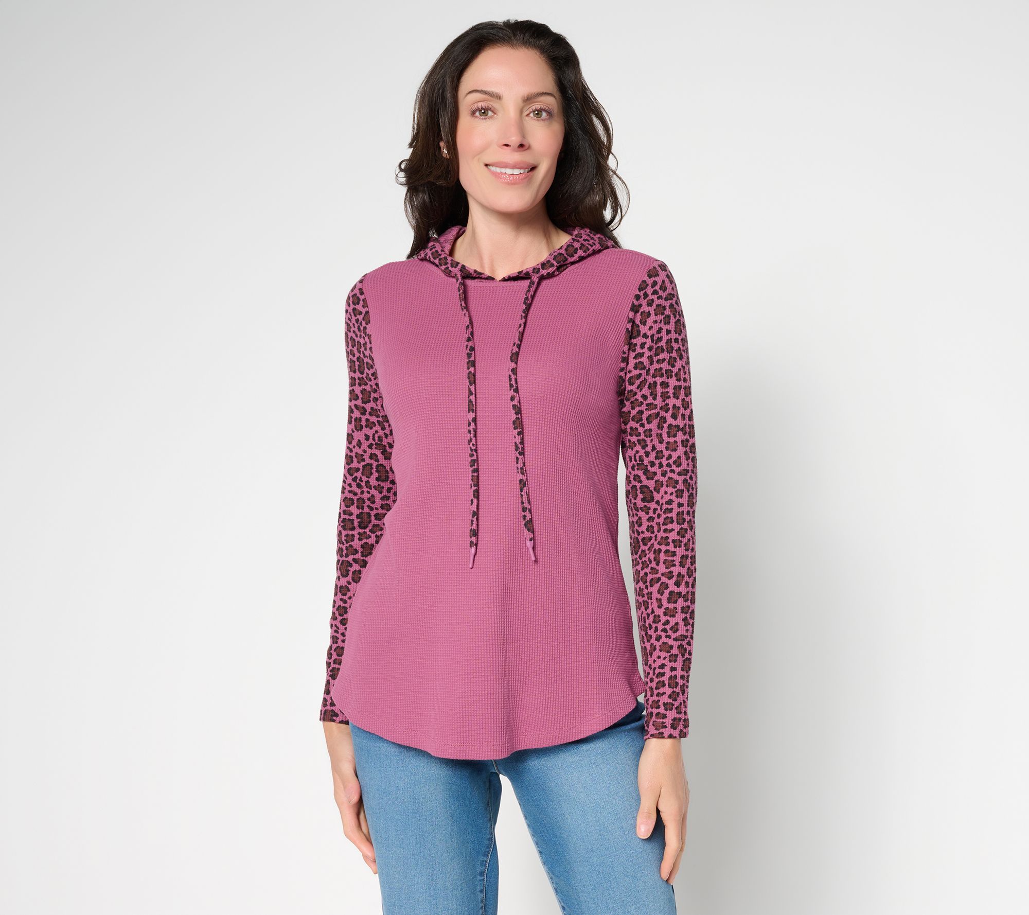 Belle by Kim Gravel Baby Waffle Leopard Sleeve Hoodie