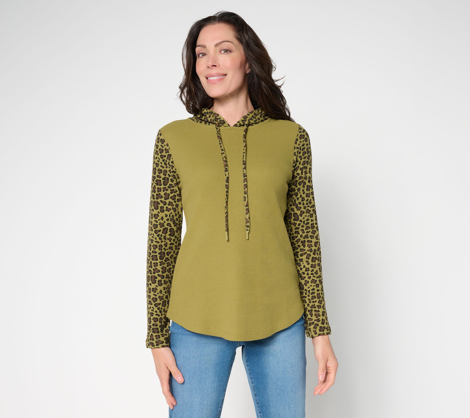 Belle by Kim Gravel Baby Waffle Leopard Sleeve Hoodie