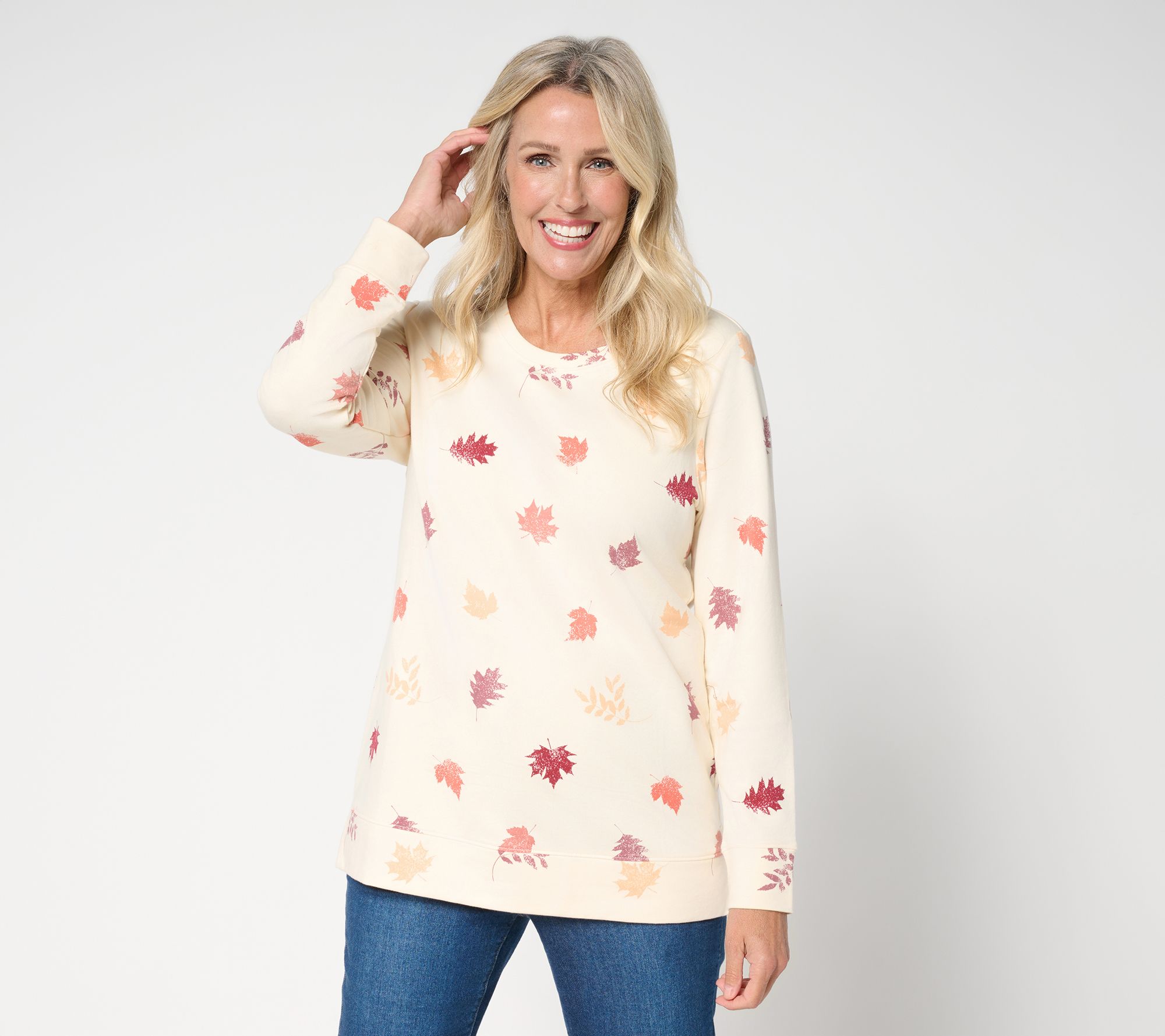 Denim & Co. Regular Printed Fall French Terry Tunic
