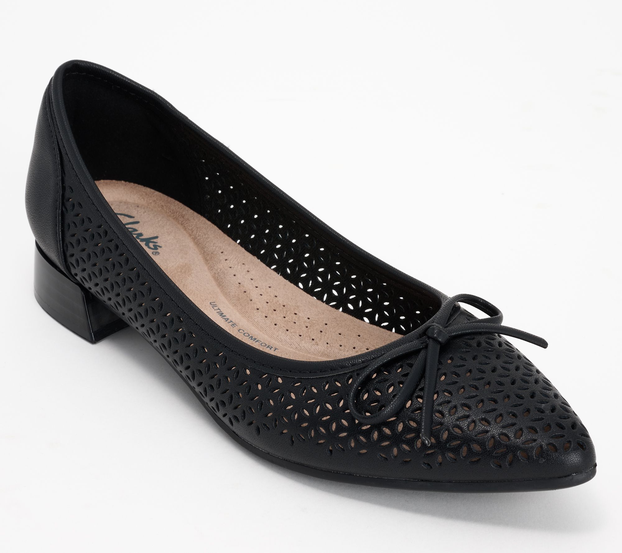 "As Is" Clarks Collection Leather Perforated Flat Natalyn Step