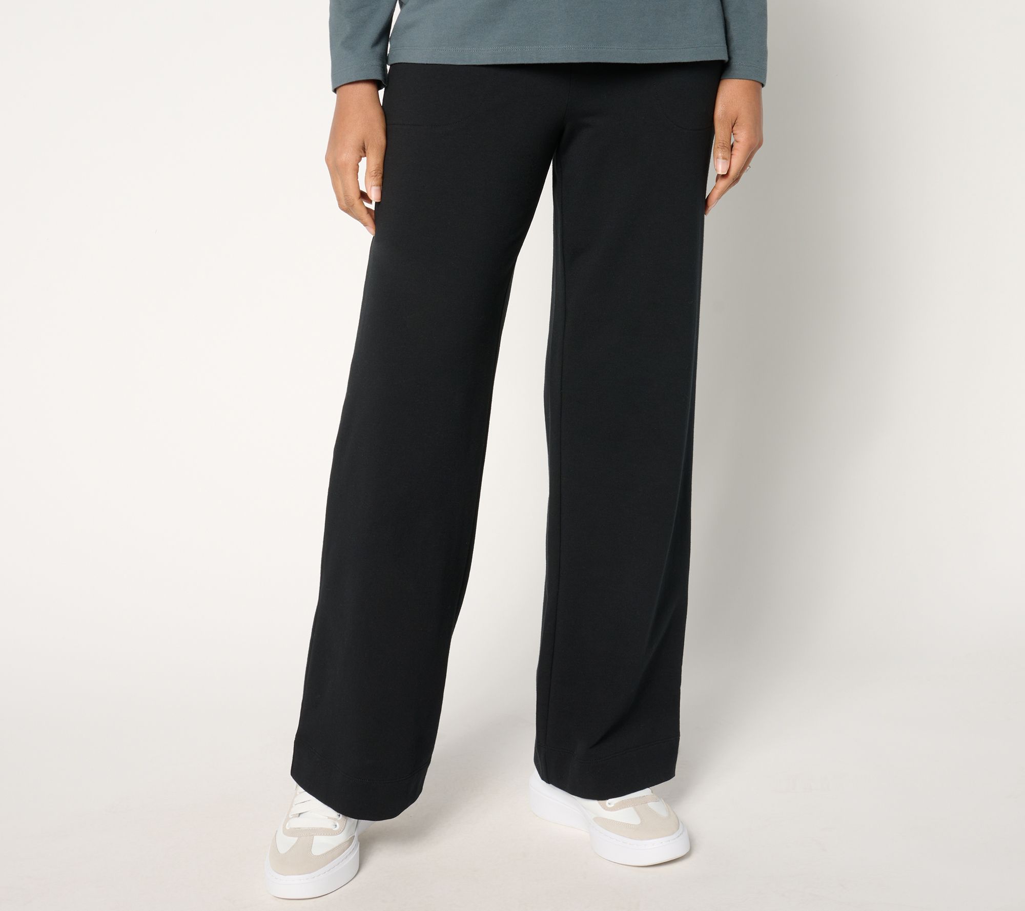 "As Is" Denim & Co. Active Tall French Terry Full Length Wide Leg Pant