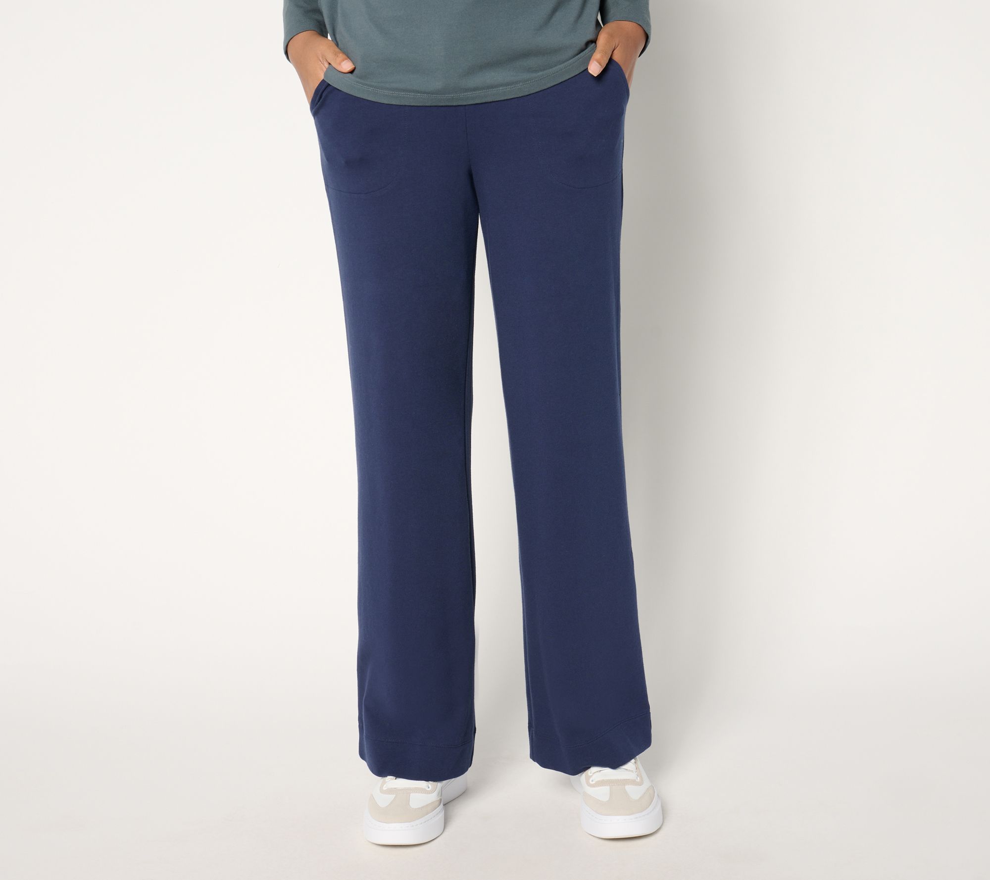 "As Is" Denim & Co. Active Tall French Terry Full Length Wide Leg Pant