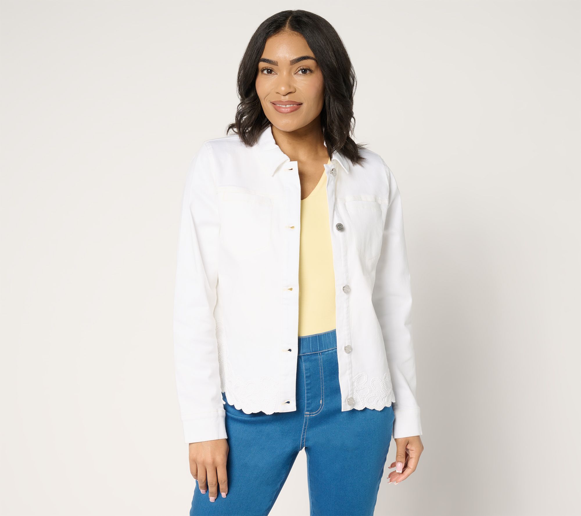 "As Is" Susan Graver Color Denim Jacket with Soutache