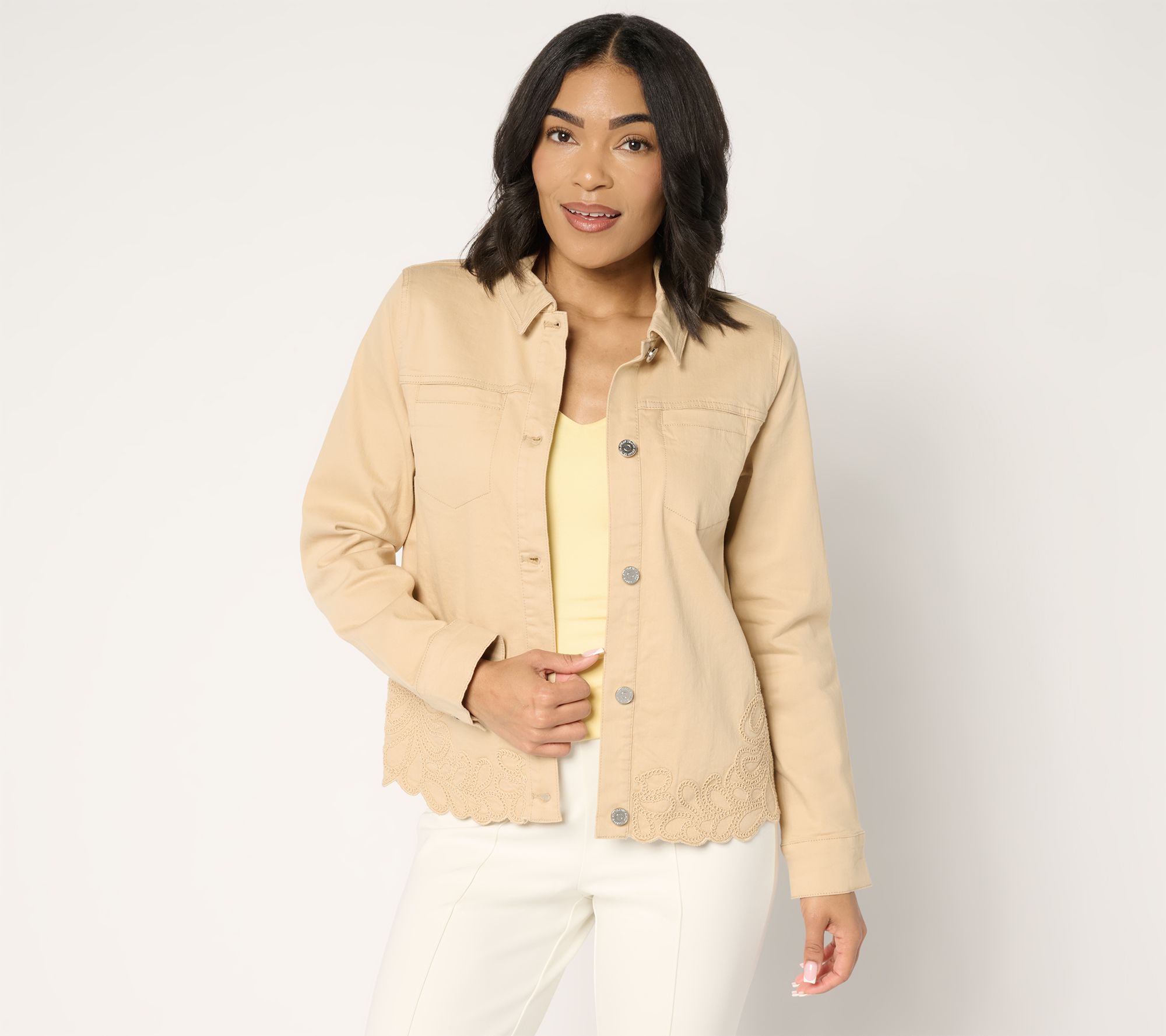 "As Is" Susan Graver Color Denim Jacket with Soutache