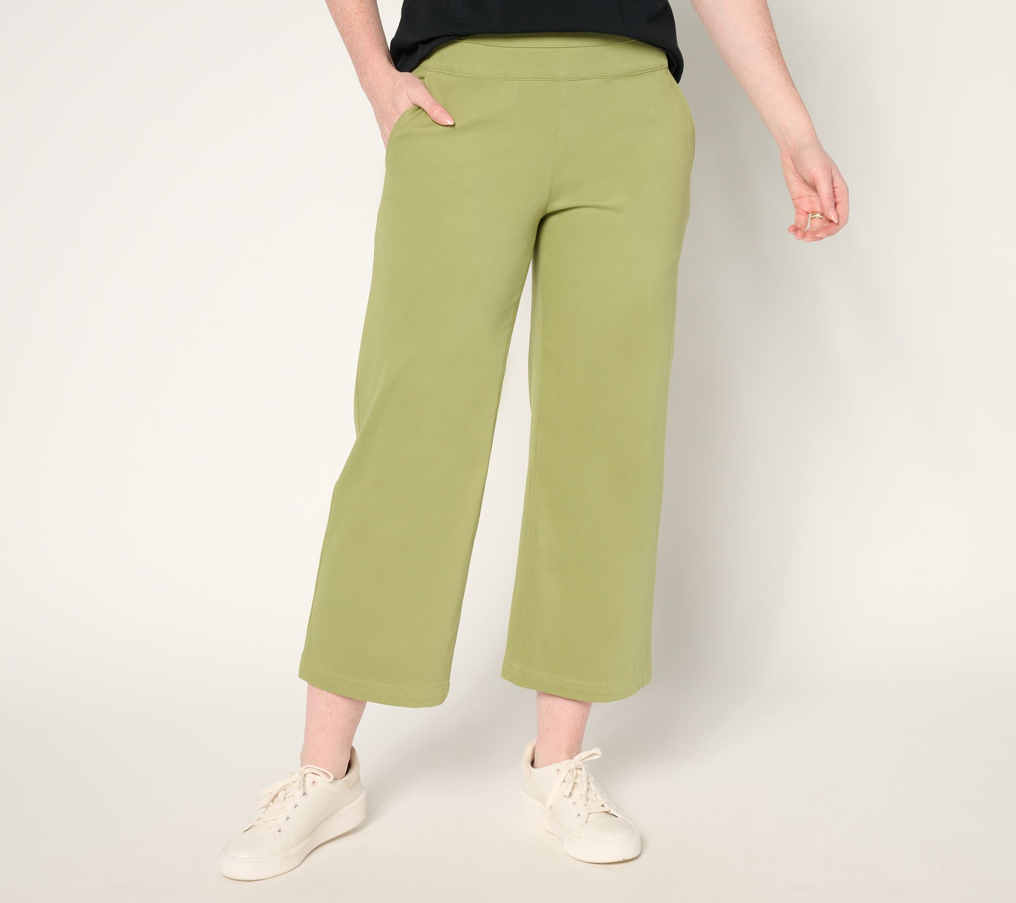 "As Is" Denim & Co. Petite Comfy Knit Air Wide Leg Crop Jean