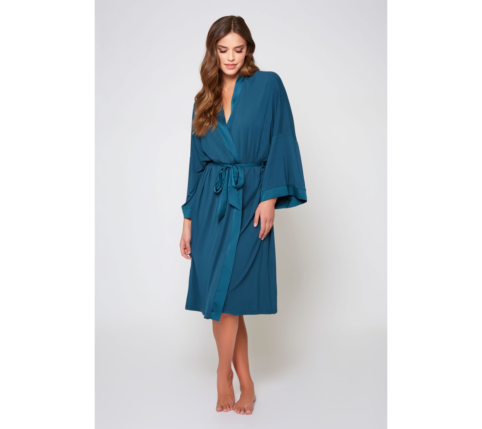 iCollection Knee Length Knit Self Tie Robe
