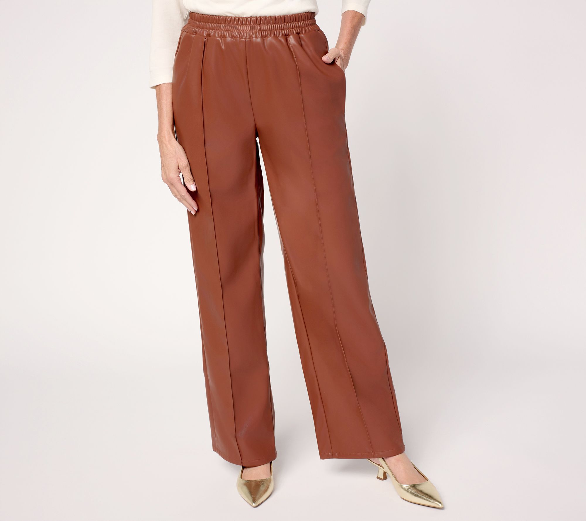 RM Studio x Rebecca Minkoff Regular Pull-On Faux Leather Relaxed Pants
