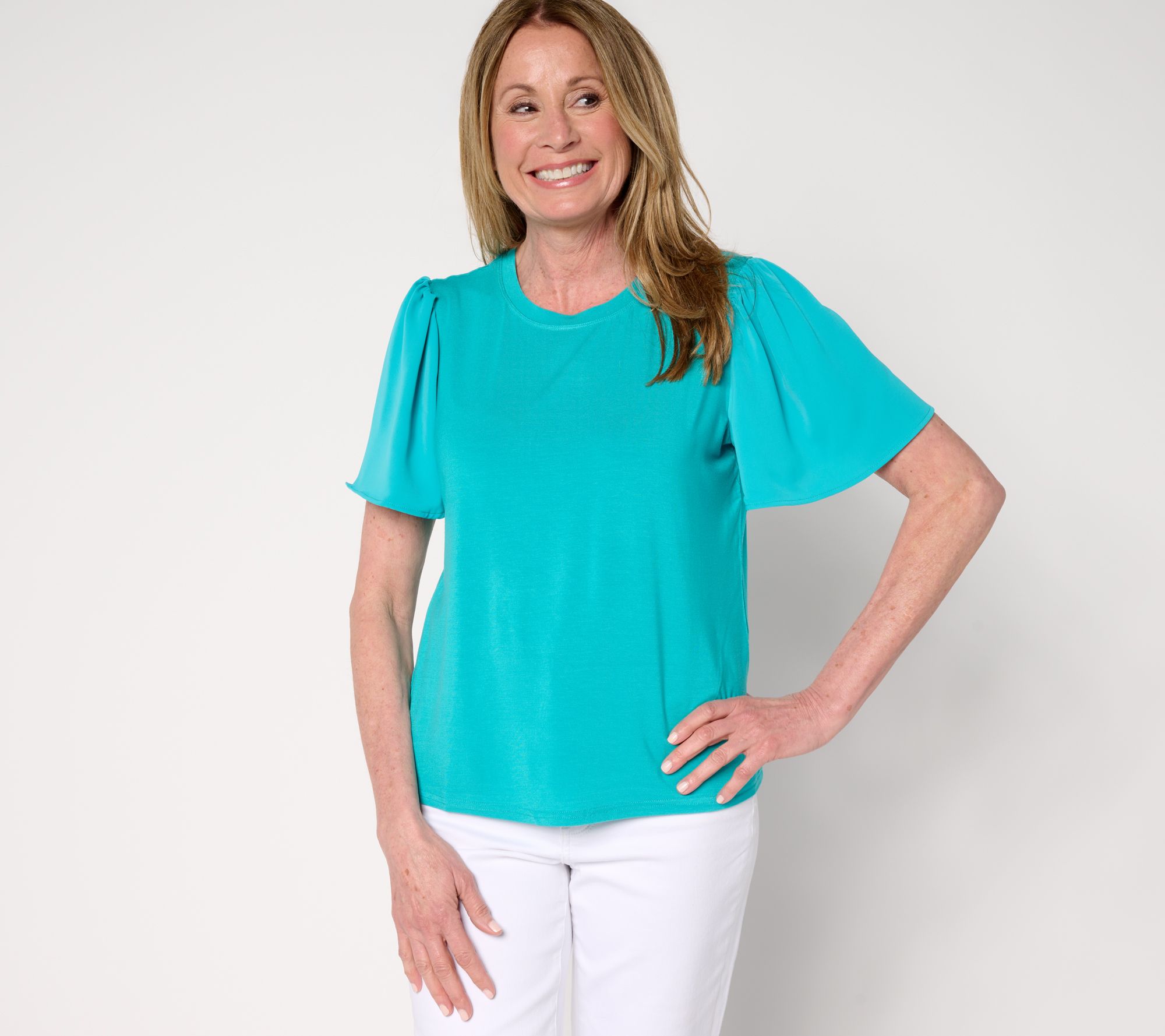 "As Is" nicole by Nicole Miller Luxe Modal Flutter Sleeve Top