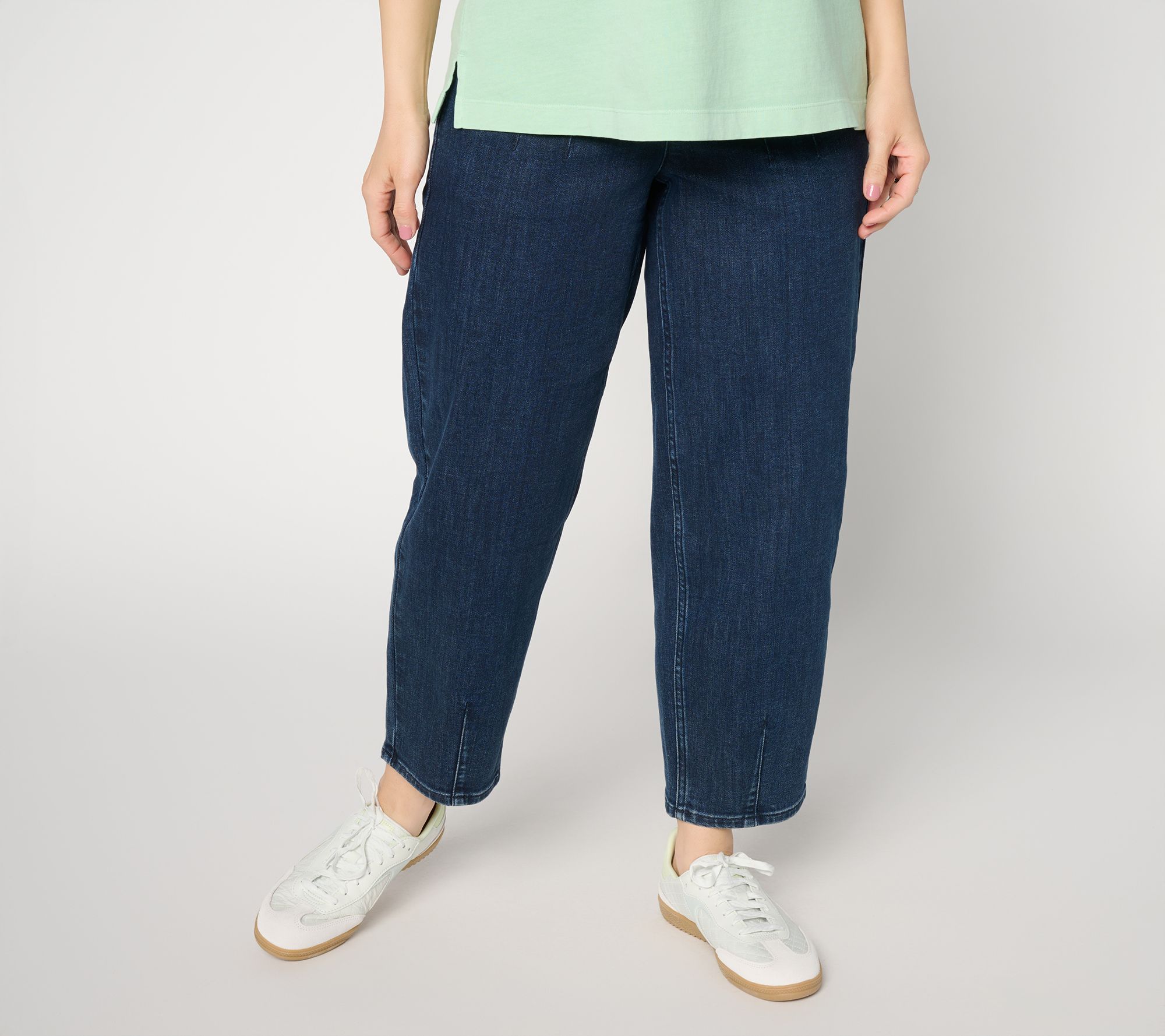 LOGO by Lori Goldstien Tall Indigo Barrel Leg Ankle Jeans