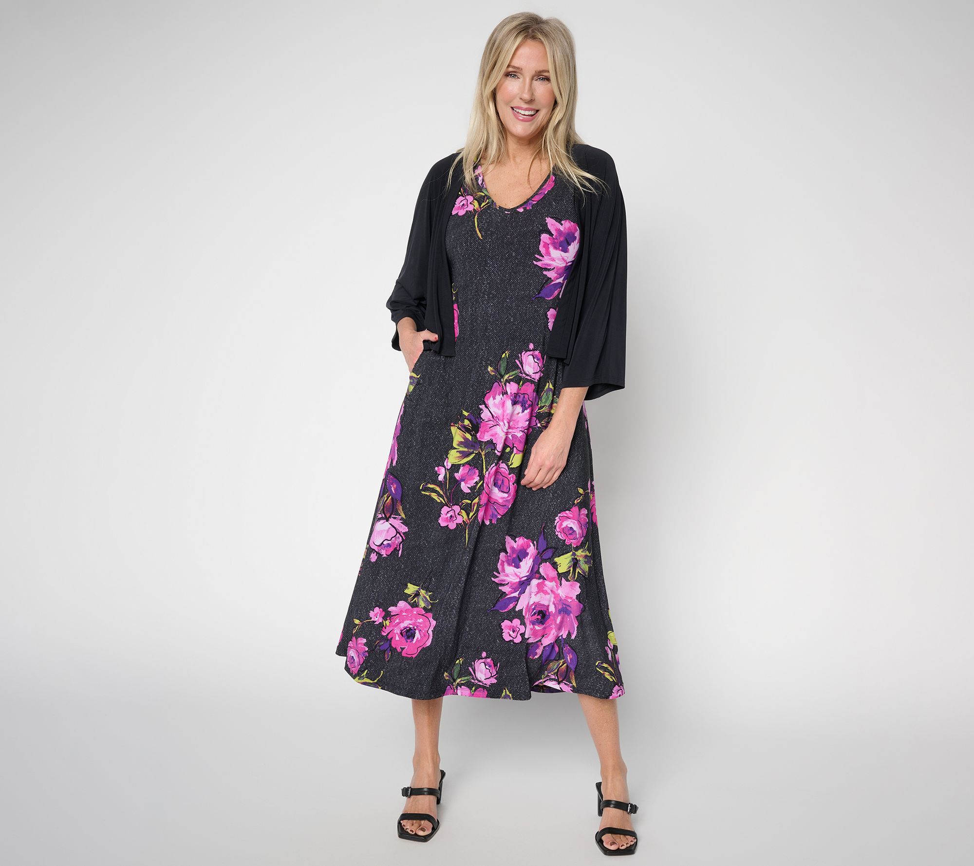  Attitudes by Renee Petite Como Jersey Midi Dress & Topper Set