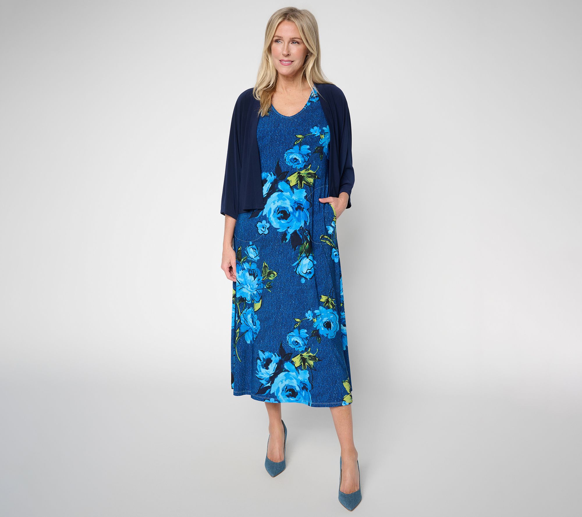 Attitudes by Renee Petite Como Jersey Midi Dress & Topper Set