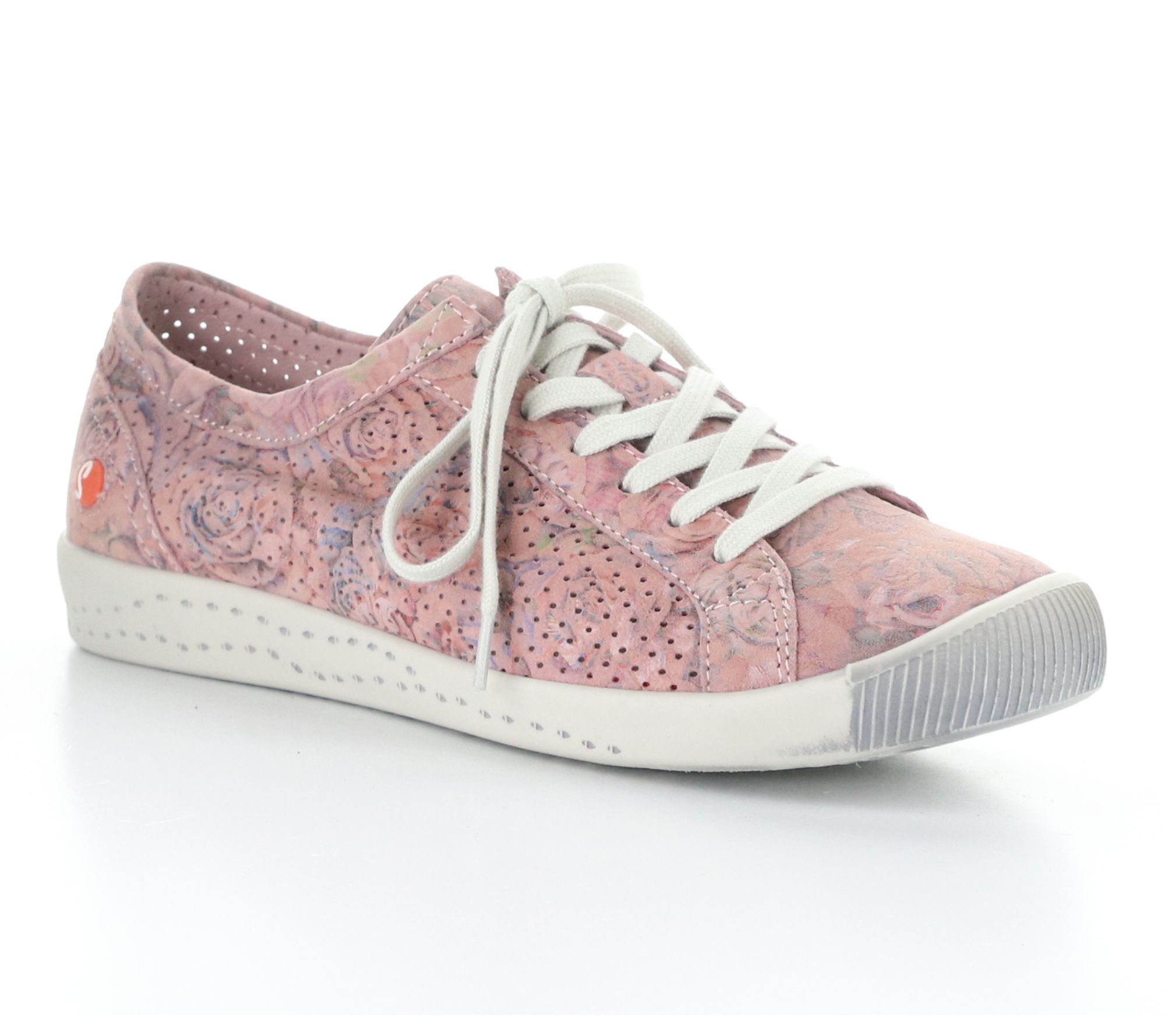 Softino'S Floral Print Lea Lace Up Leather Sneakers
