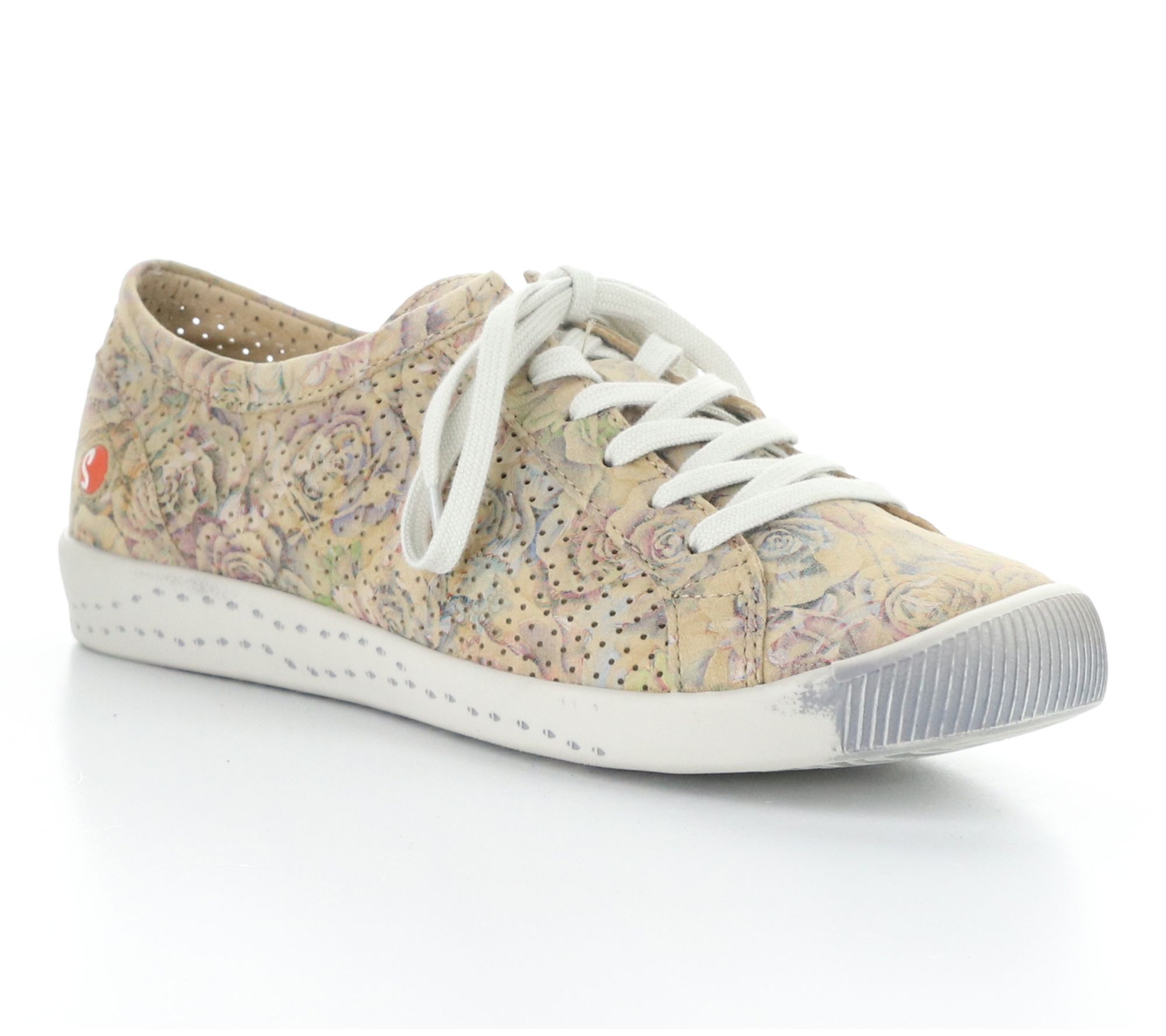 Softino'S Floral Print Lea Lace Up Leather Sneakers