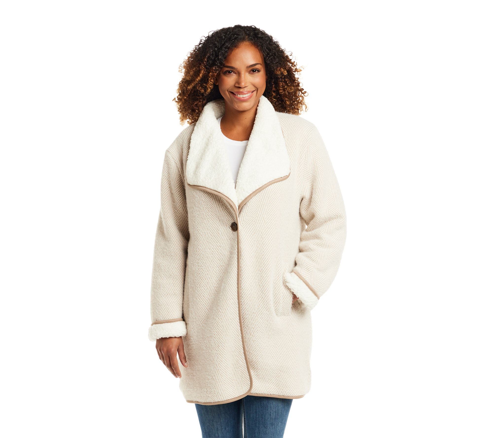  Weatherproof Reversible Chevron Fleece Coatigan