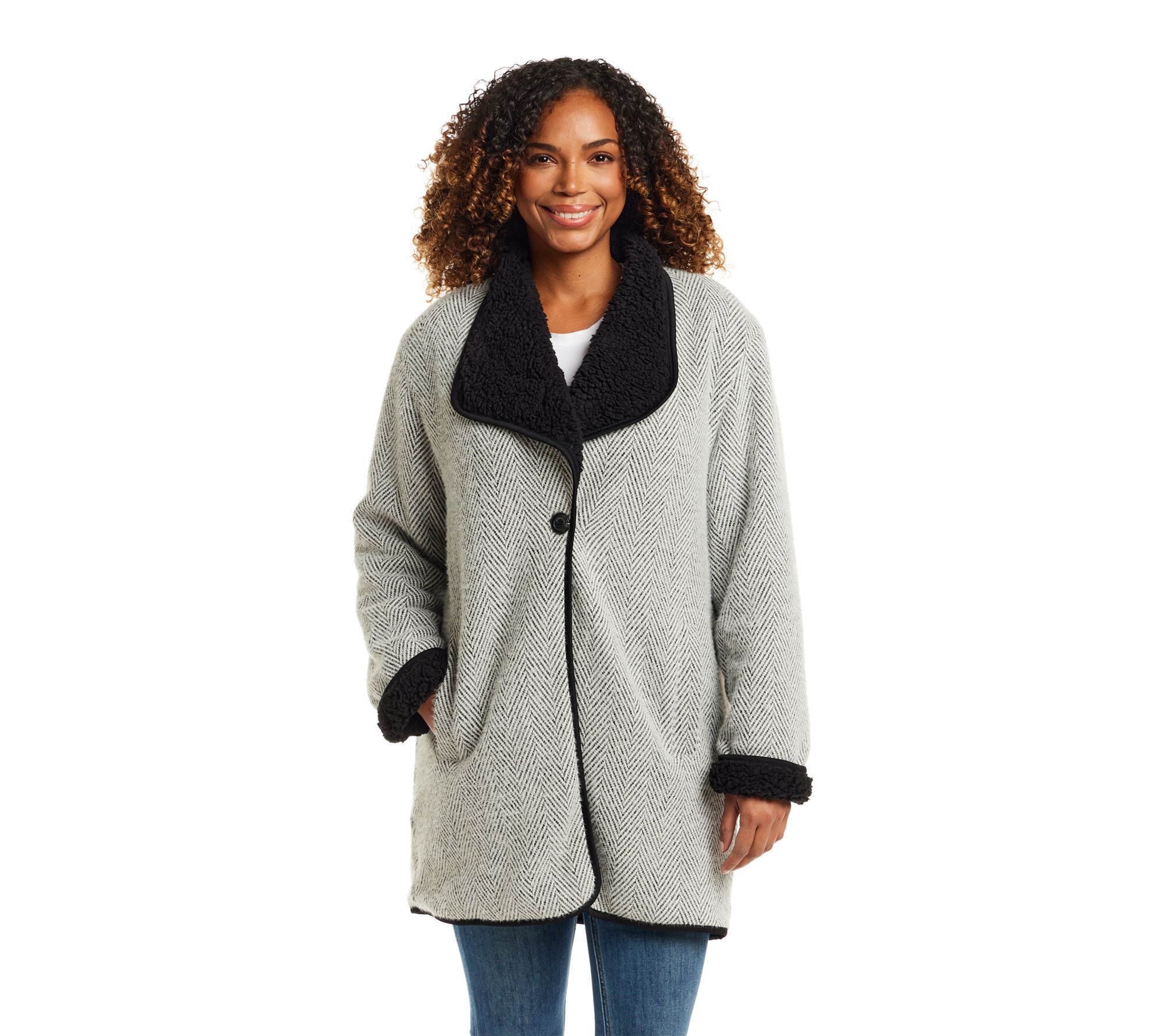 Weatherproof Reversible Chevron Fleece Coatigan