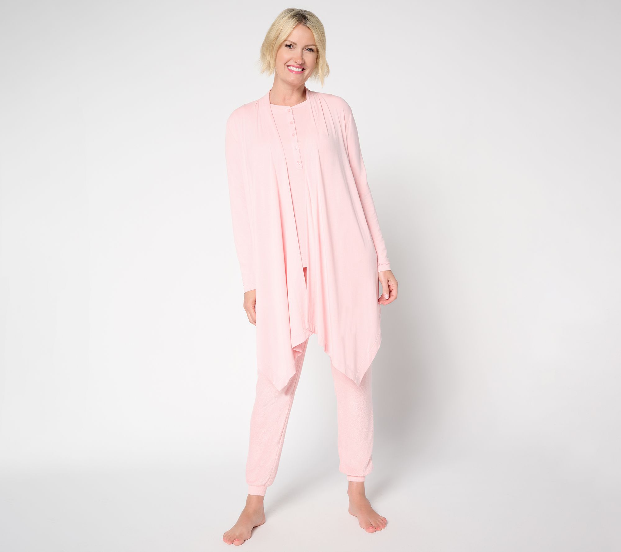 "As Is" Modern Soul Soothing Knit Jersey Waterfall Long Sleeve Wrap