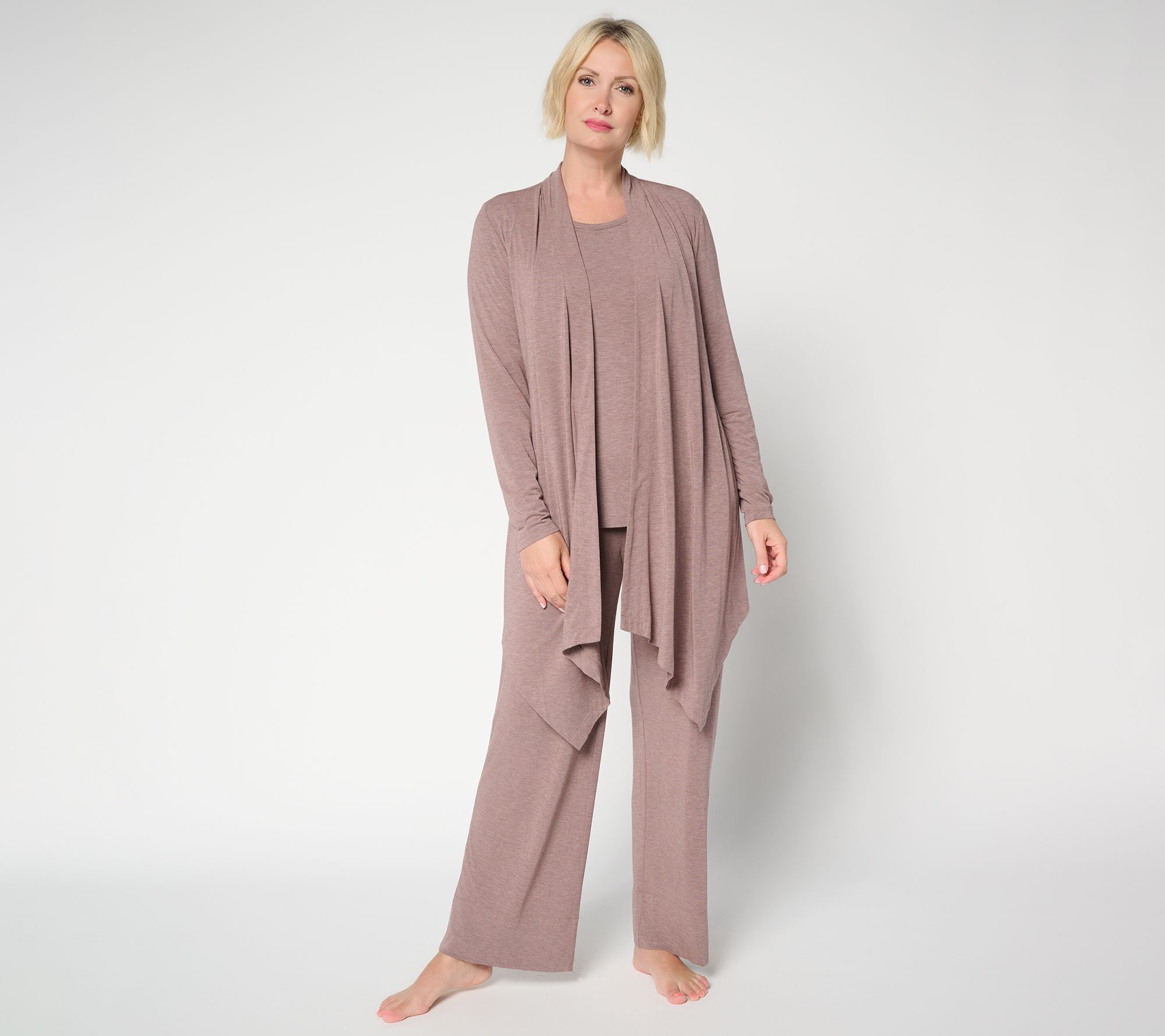 "As Is" Modern Soul Soothing Knit Jersey Waterfall Long Sleeve Wrap