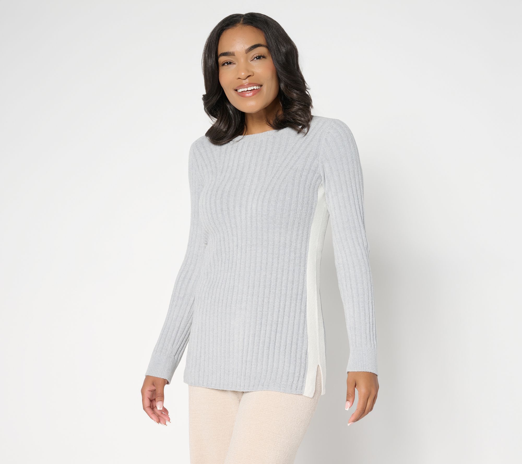 "As Is" Barefoot Dreams CozyChic Ultra Lite Stripe Rib Tunic
