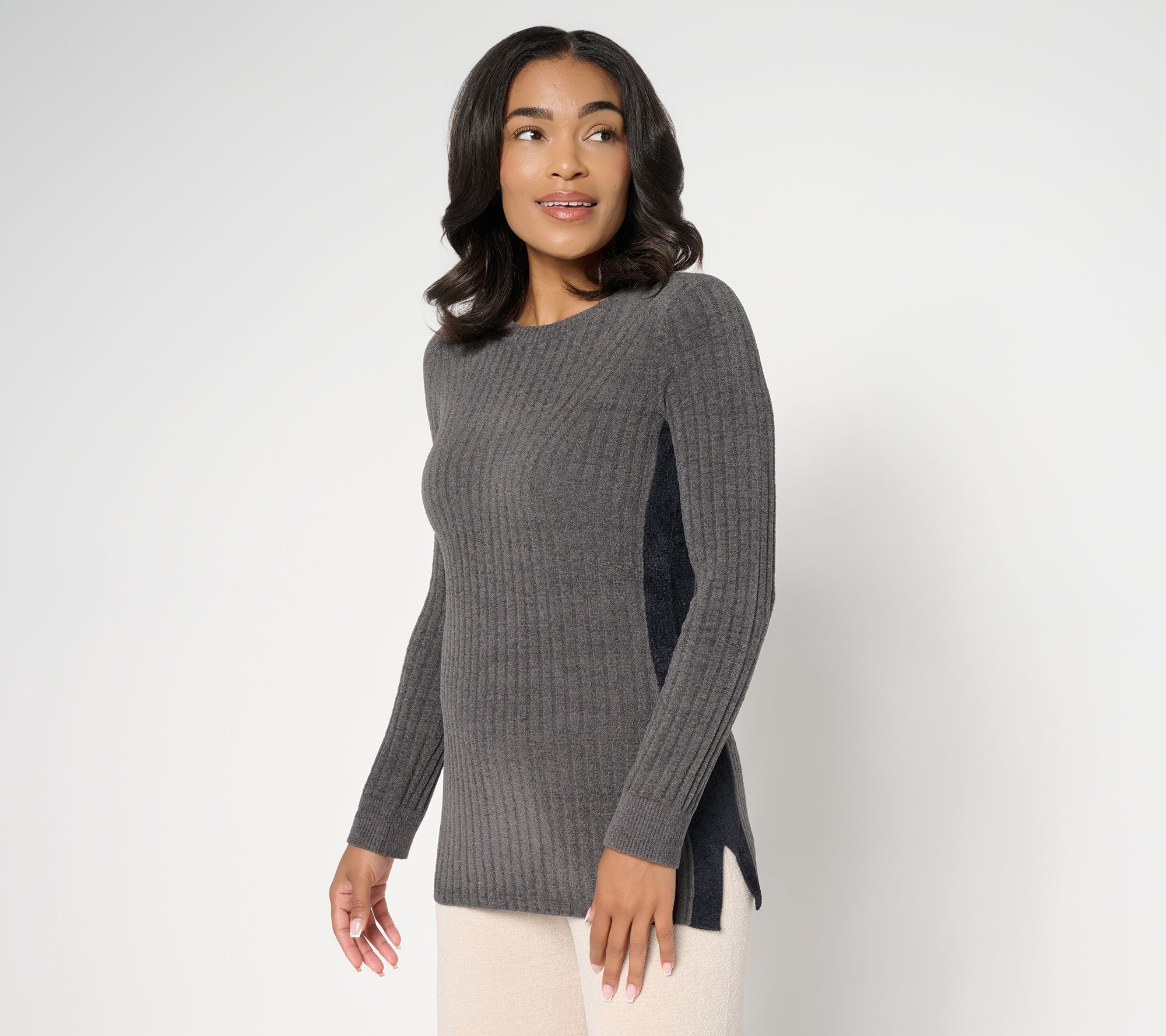 "As Is" Barefoot Dreams CozyChic Ultra Lite Stripe Rib Tunic