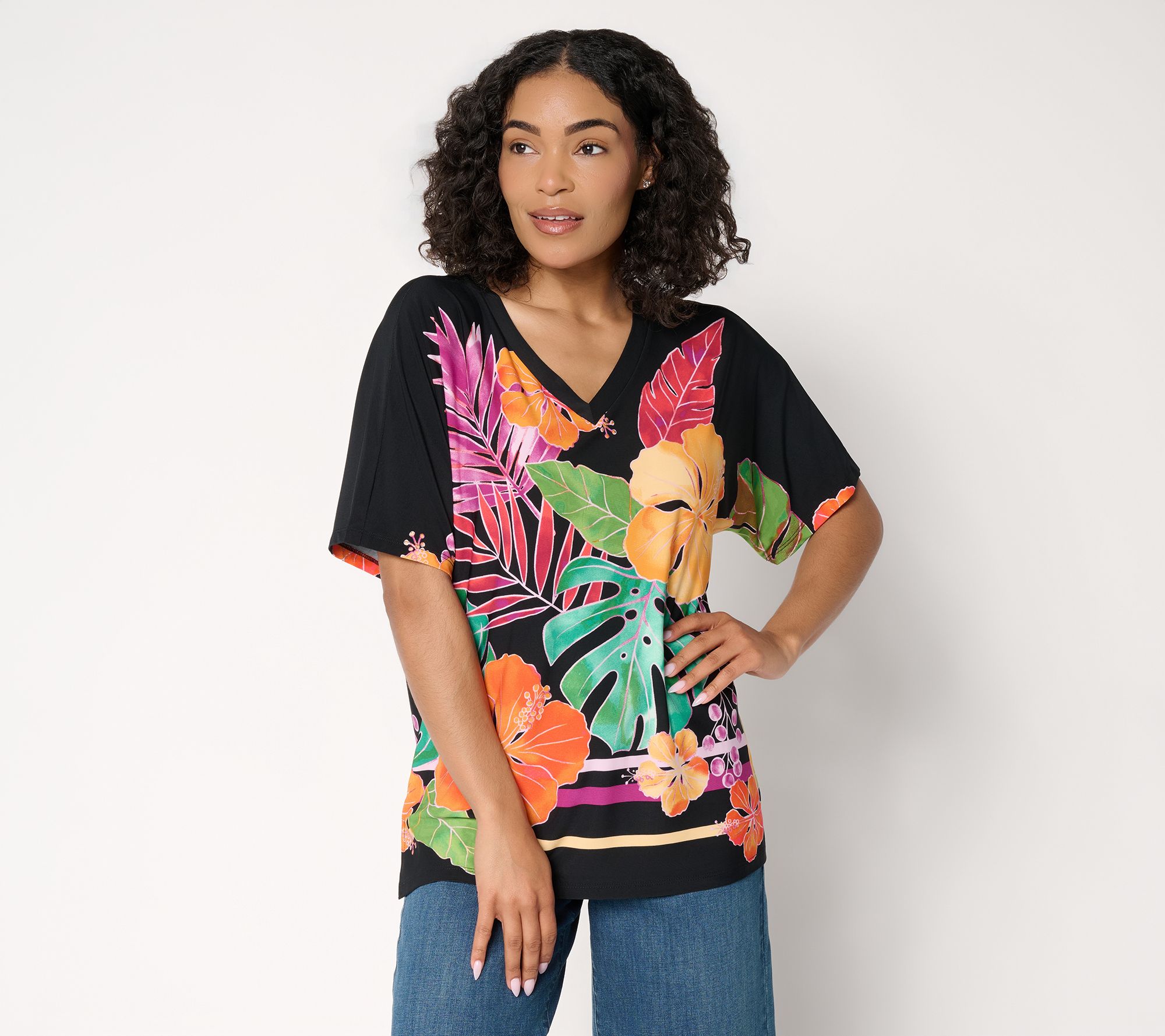 Brandis Dress Out Loud Discovery Knit Miami Palm Caftan Top