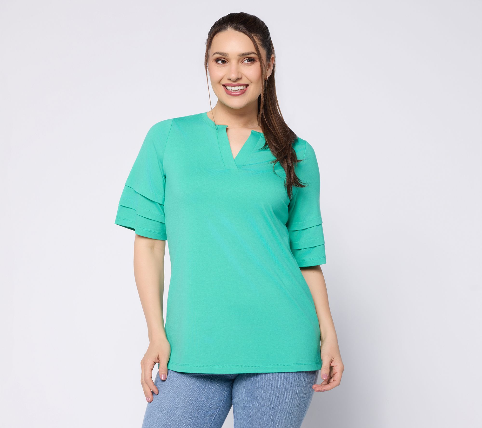 Belle by Kim Gravel TripleLuxe Knit Folded & Fab Elbow Top