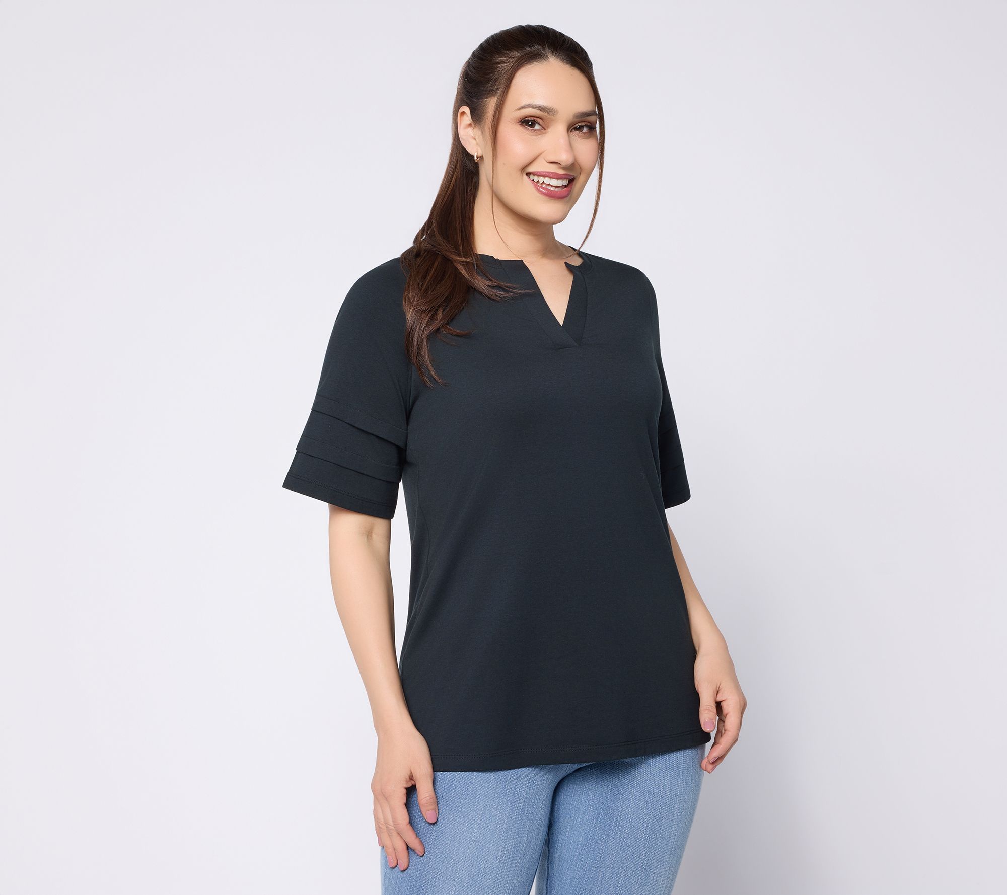 Belle by Kim Gravel TripleLuxe Knit Folded & Fab Elbow Top