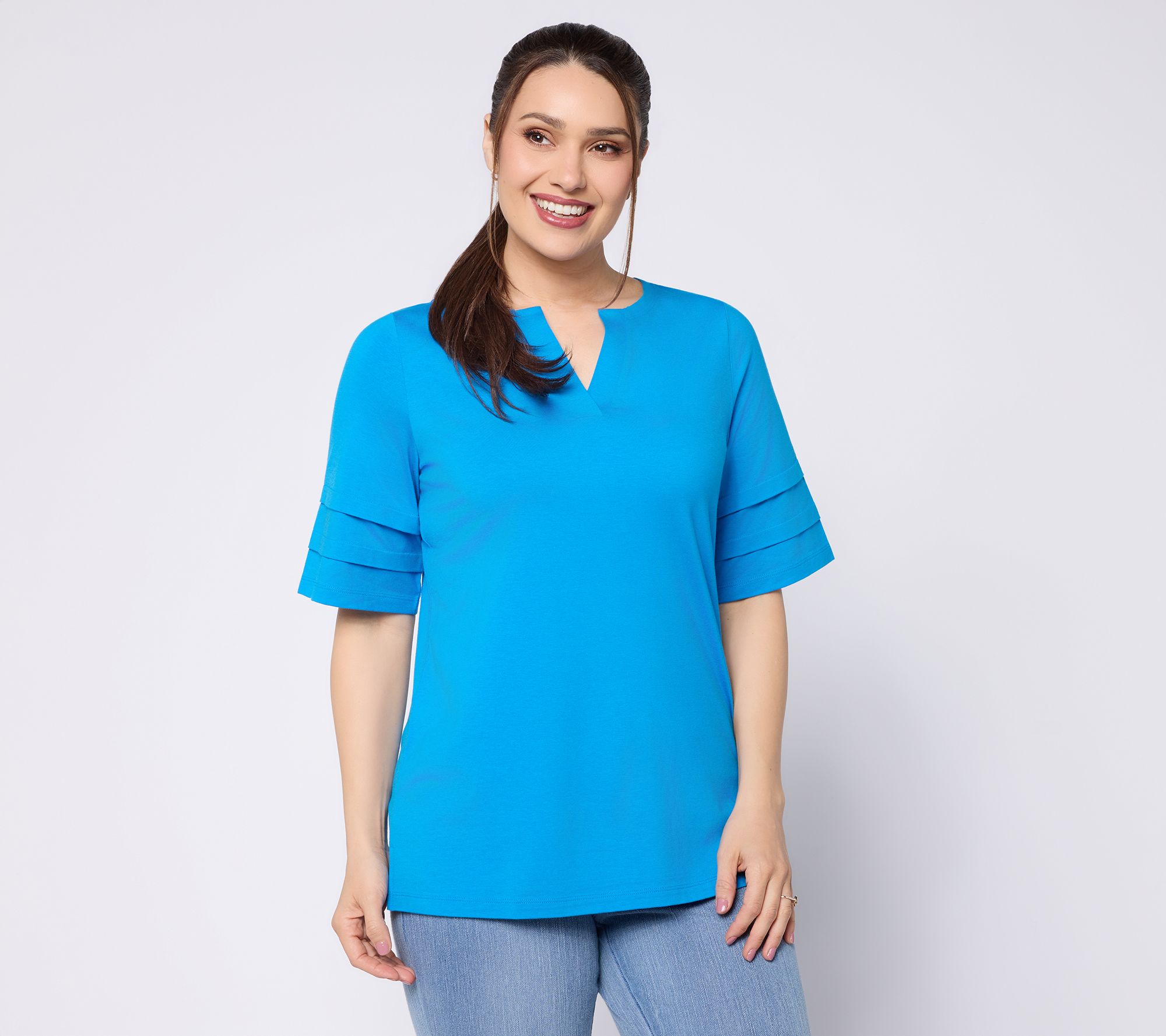 Belle by Kim Gravel TripleLuxe Knit Folded & Fab Elbow Top