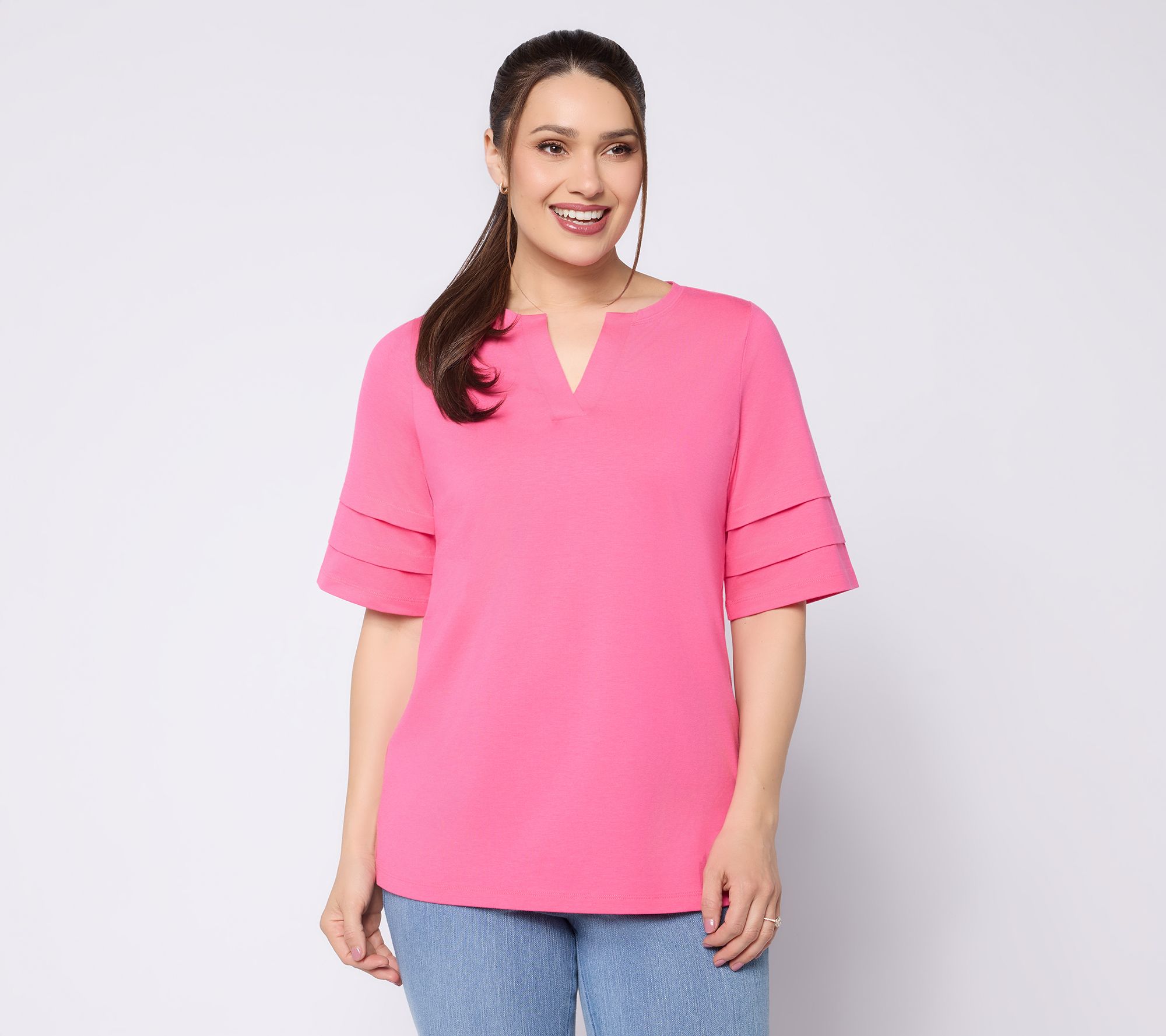 Belle by Kim Gravel TripleLuxe Knit Folded & Fab Elbow Top