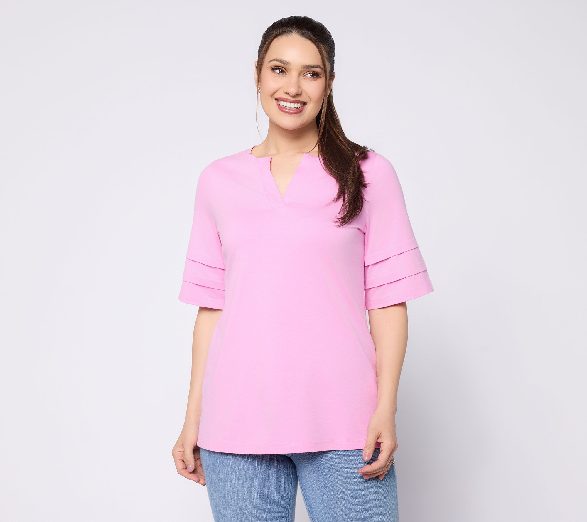 Belle by Kim Gravel TripleLuxe Knit Folded & Fab Elbow Top