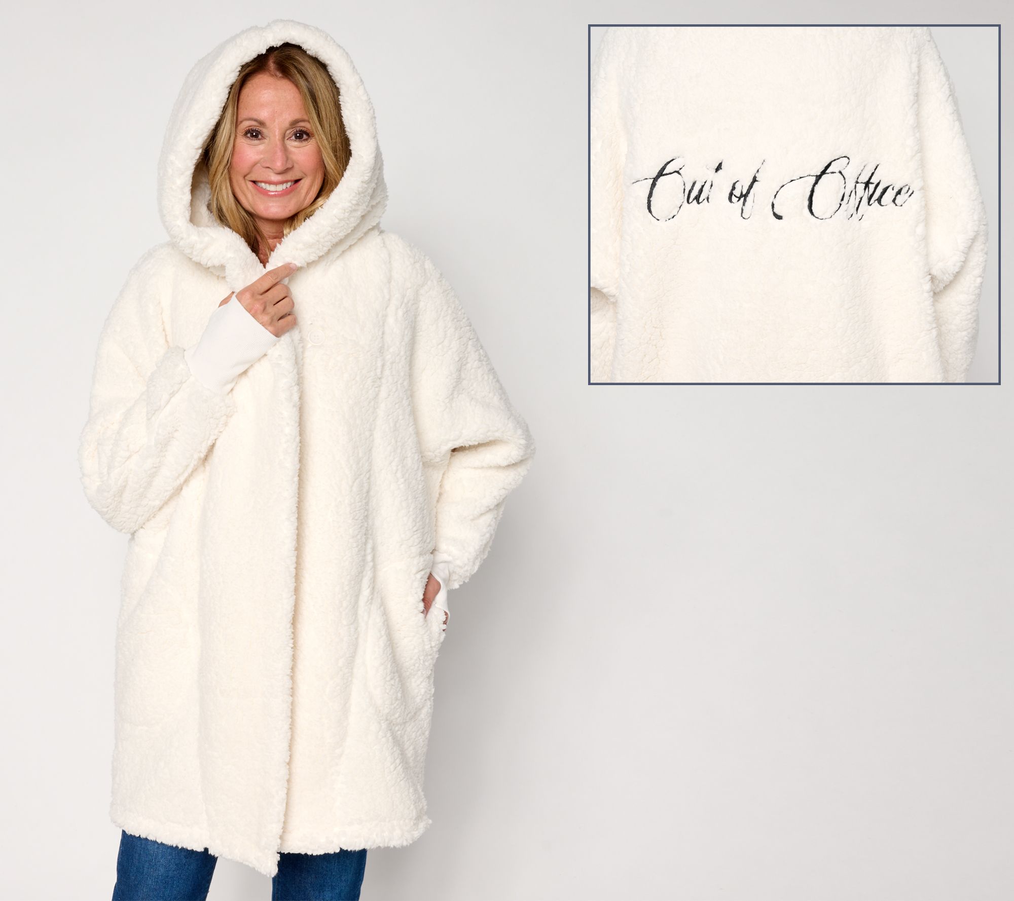 "As Is" By Jill Martin Regular Sherpa Embroidered Hooded Lounger