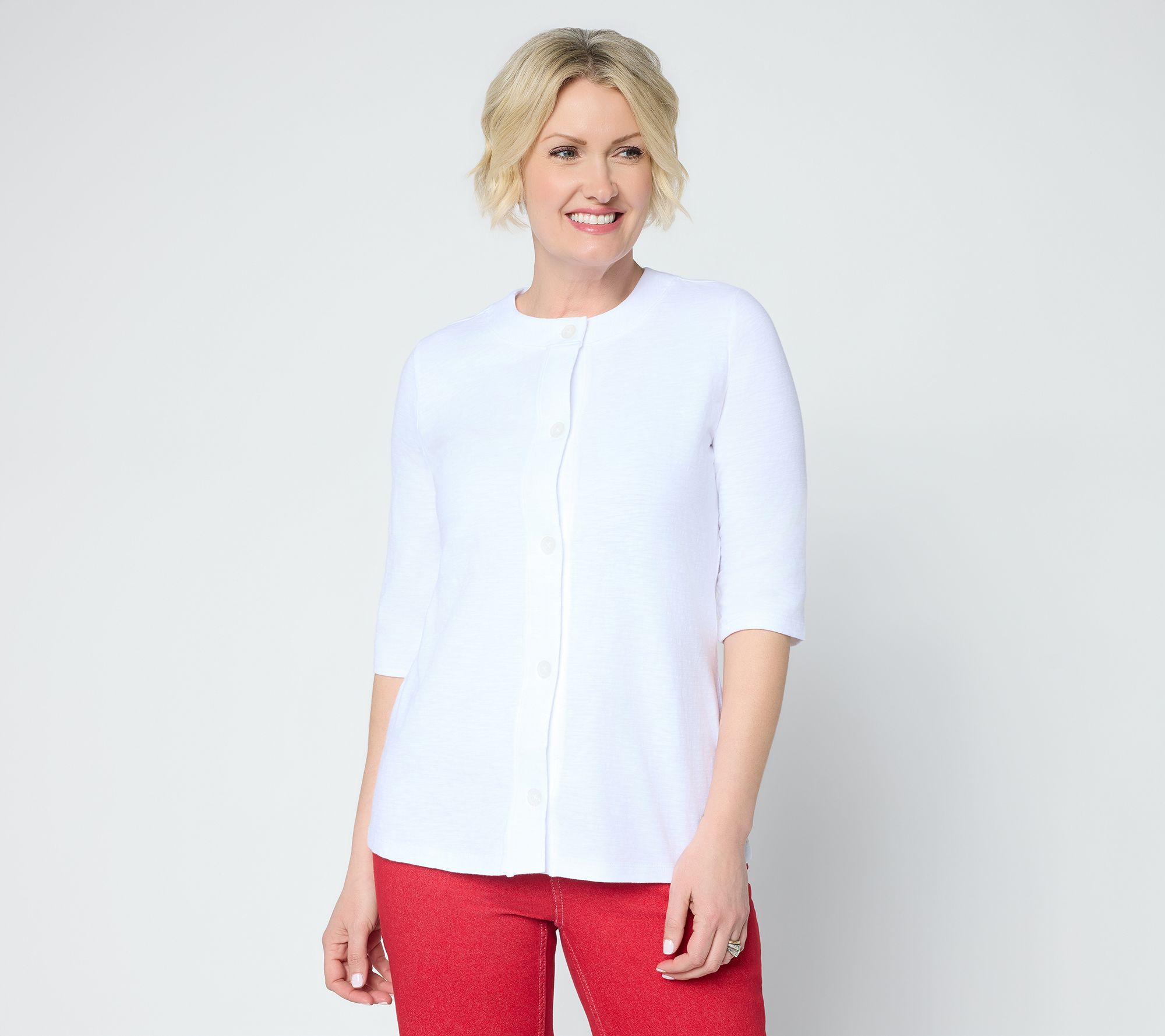 Denim & Co. Essentials Textured Knit Ballet Sleeve Cardigan