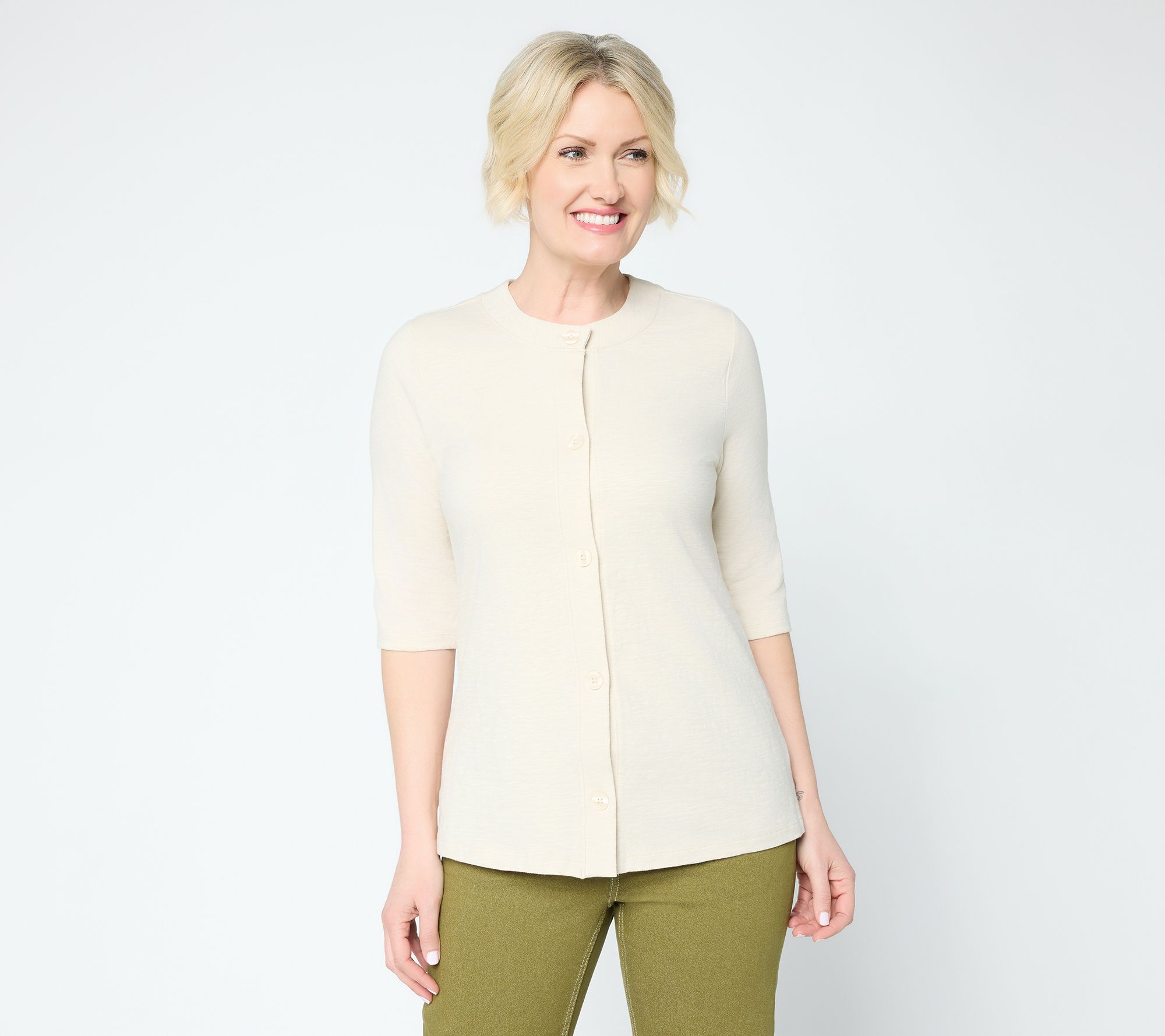 Denim & Co. Essentials Textured Knit Ballet Sleeve Cardigan
