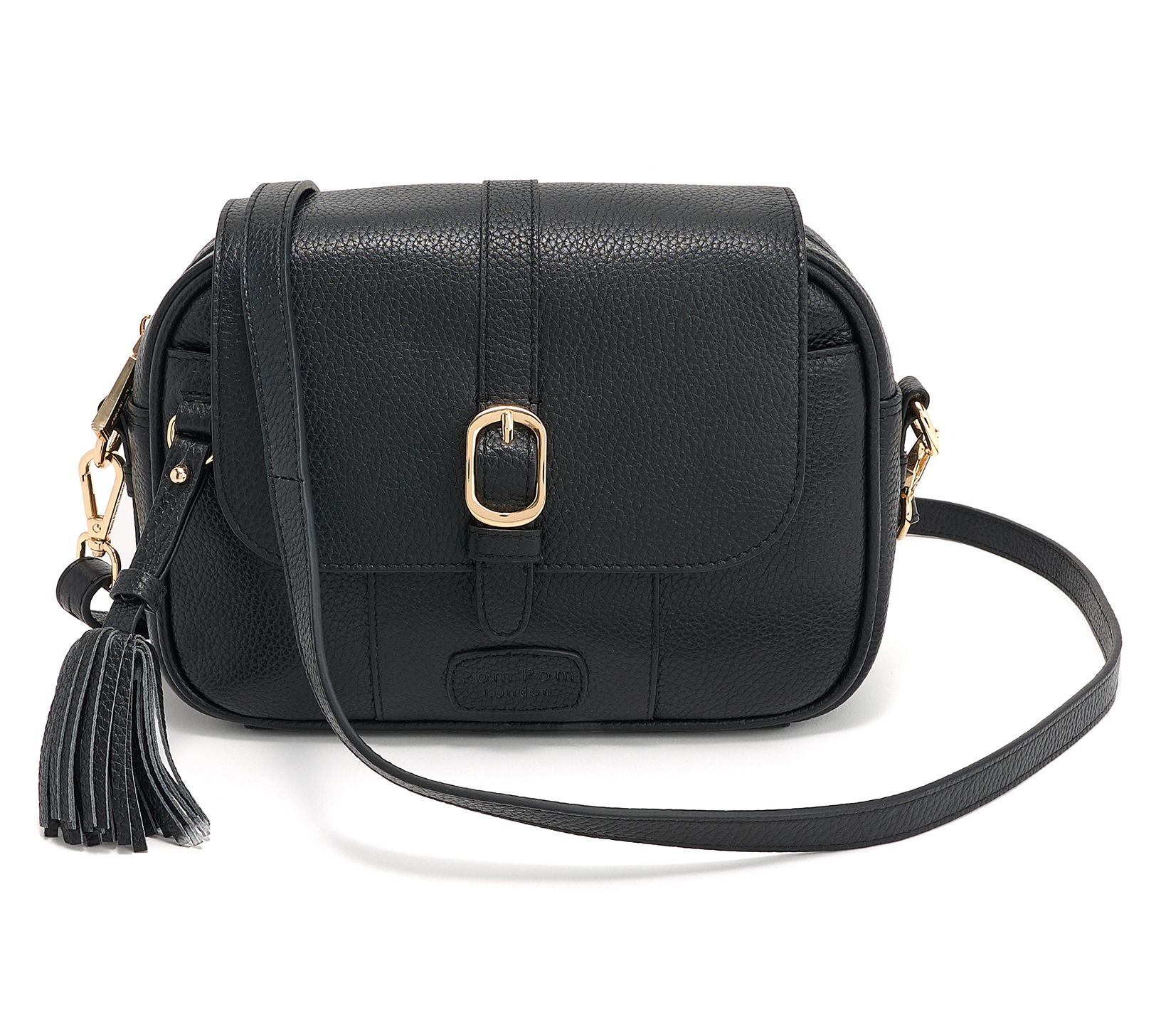 Pom Pom London Leather Buckle Crossbody