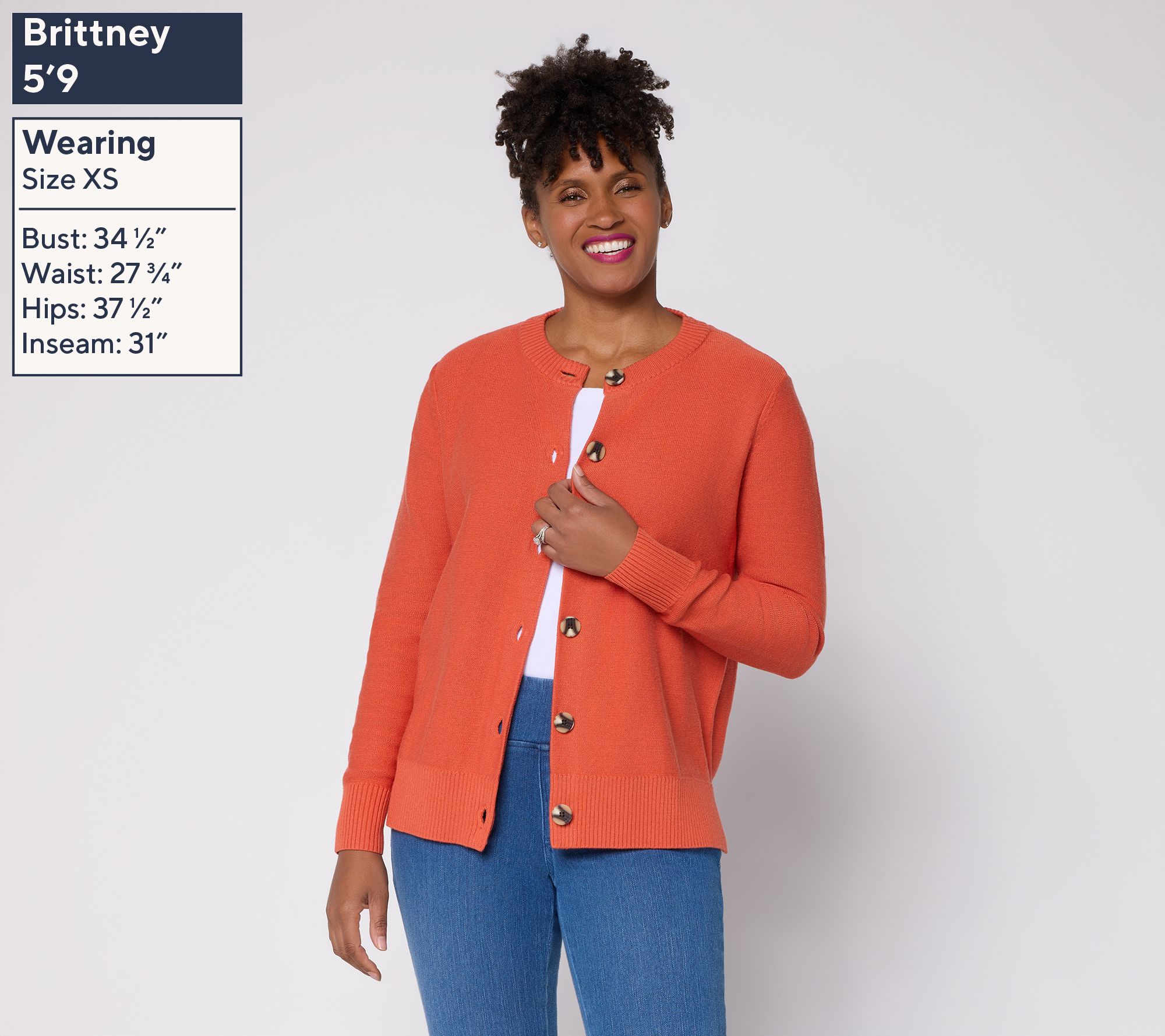 Belle Boho By Kim Gravel Chunky Button Reverse Jersey Cardigan