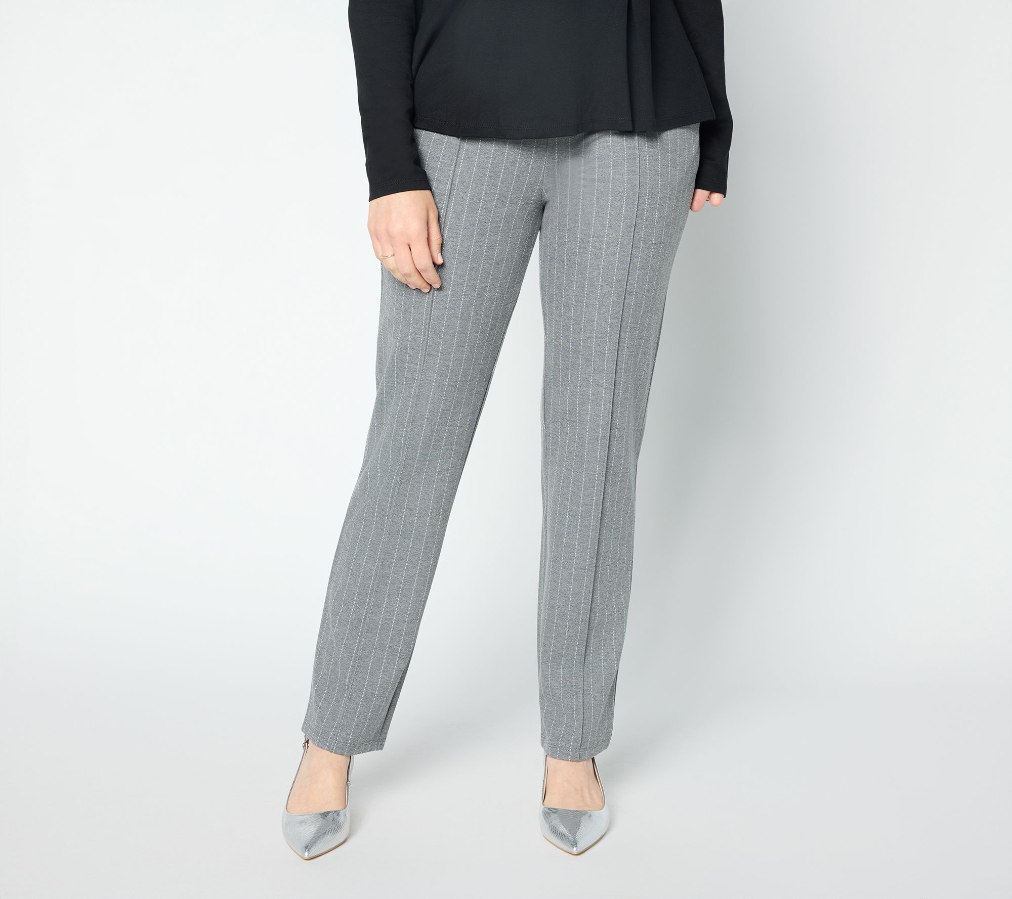"As Is" BEAUTIFUL by Lawrence Zarian Petite Pull-On Pinstripe Pants