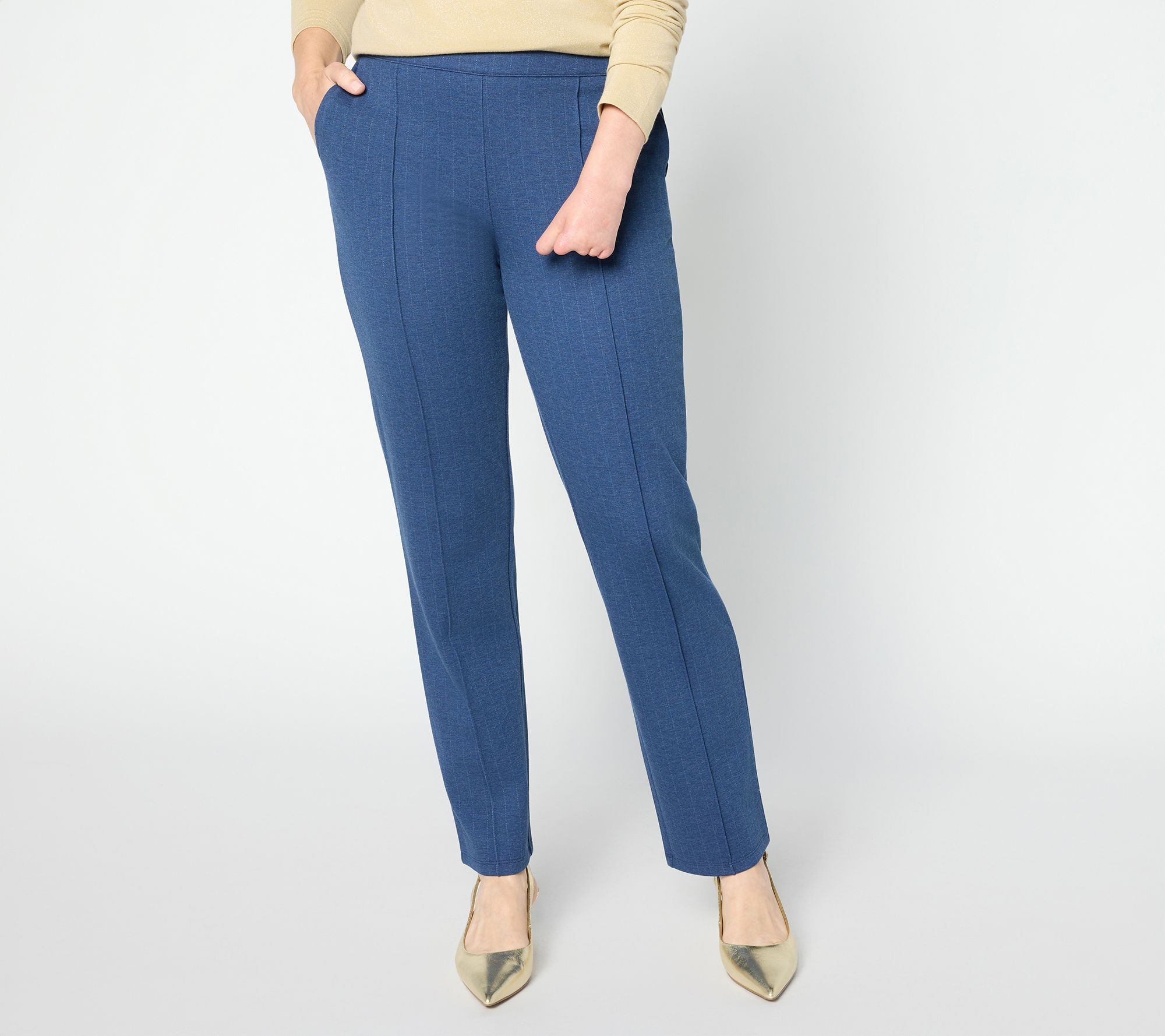 "As Is" BEAUTIFUL by Lawrence Zarian Petite Pull-On Pinstripe Pants