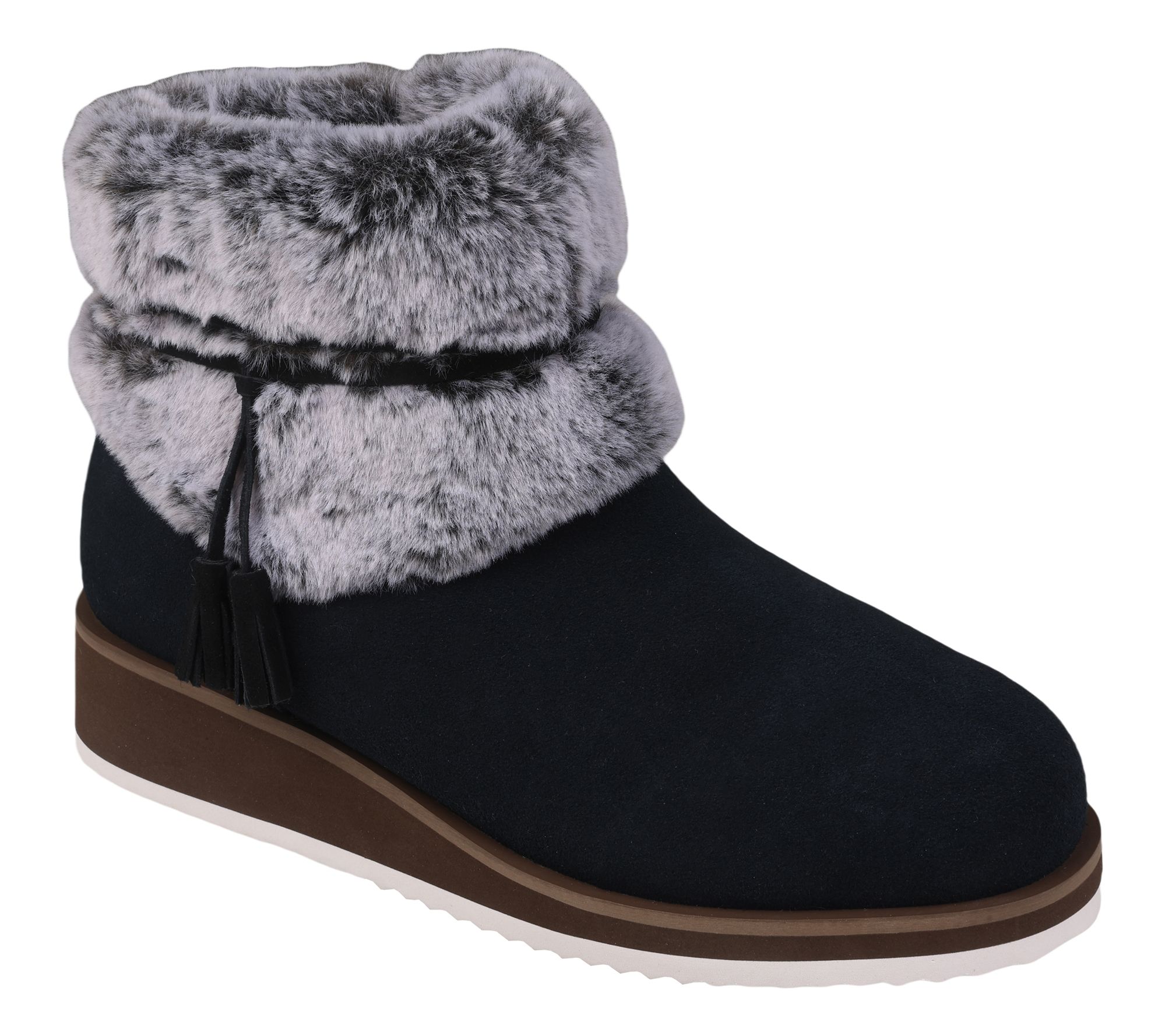 "As Is" Mykos Suede Boots w/ Faux Fur Collar- Bailee