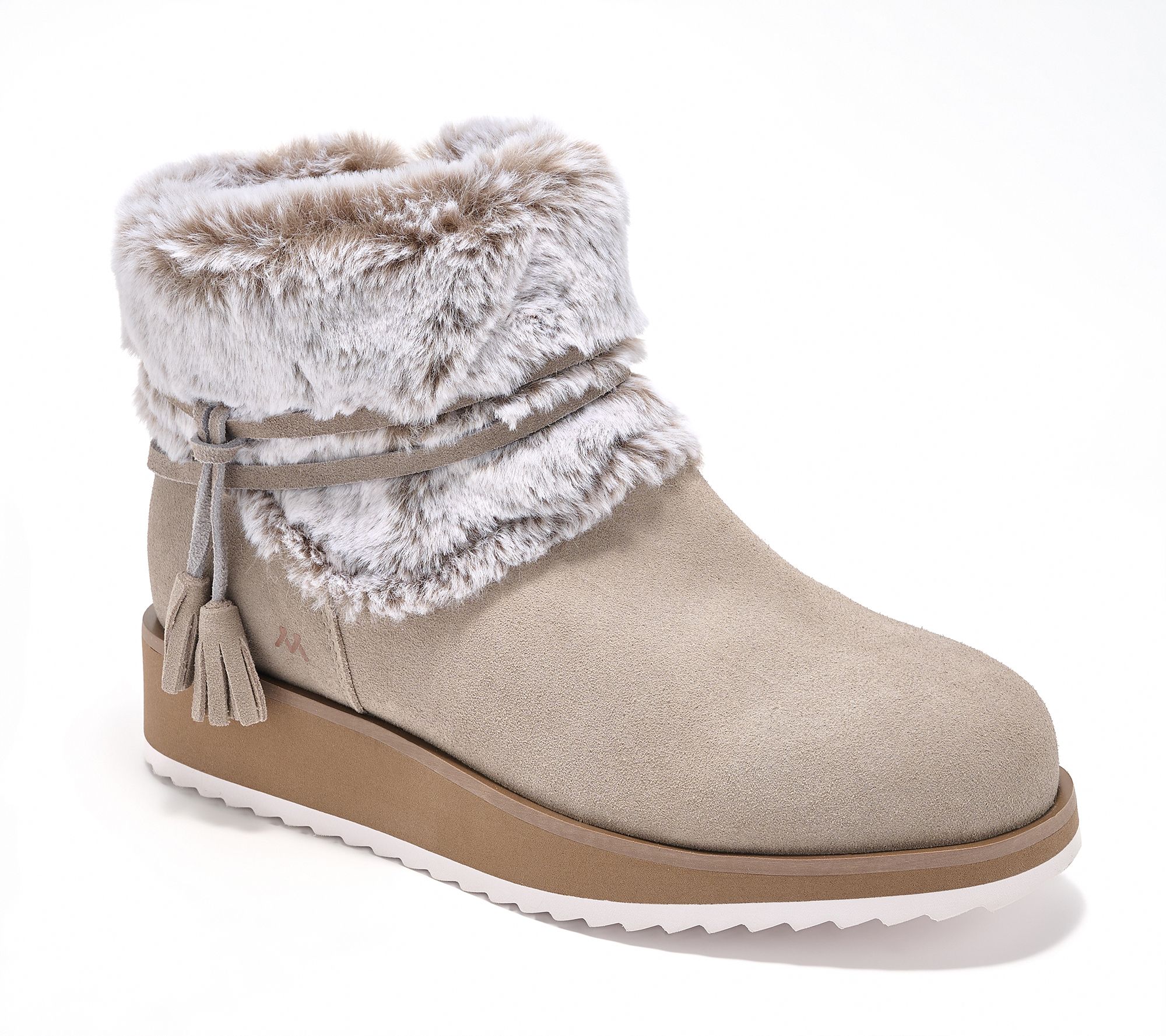 "As Is" Mykos Suede Boots w/ Faux Fur Collar- Bailee