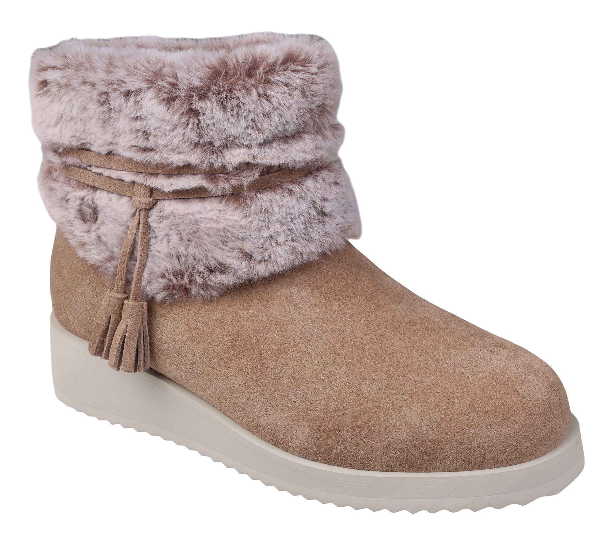 "As Is" Mykos Suede Boots w/ Faux Fur Collar- Bailee