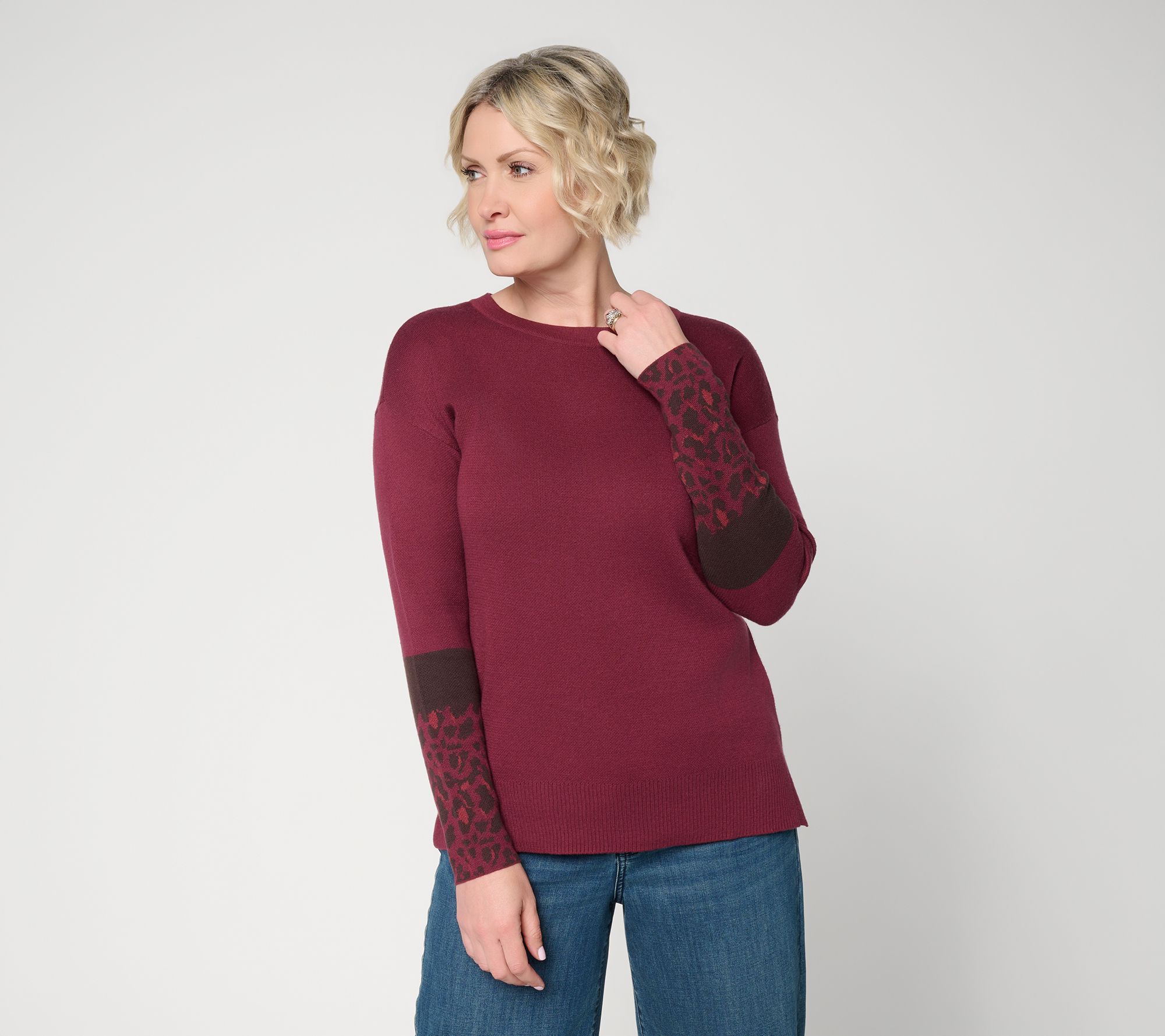 Belle by Kim Gravel Feline Fine Animal Cuff Sweater