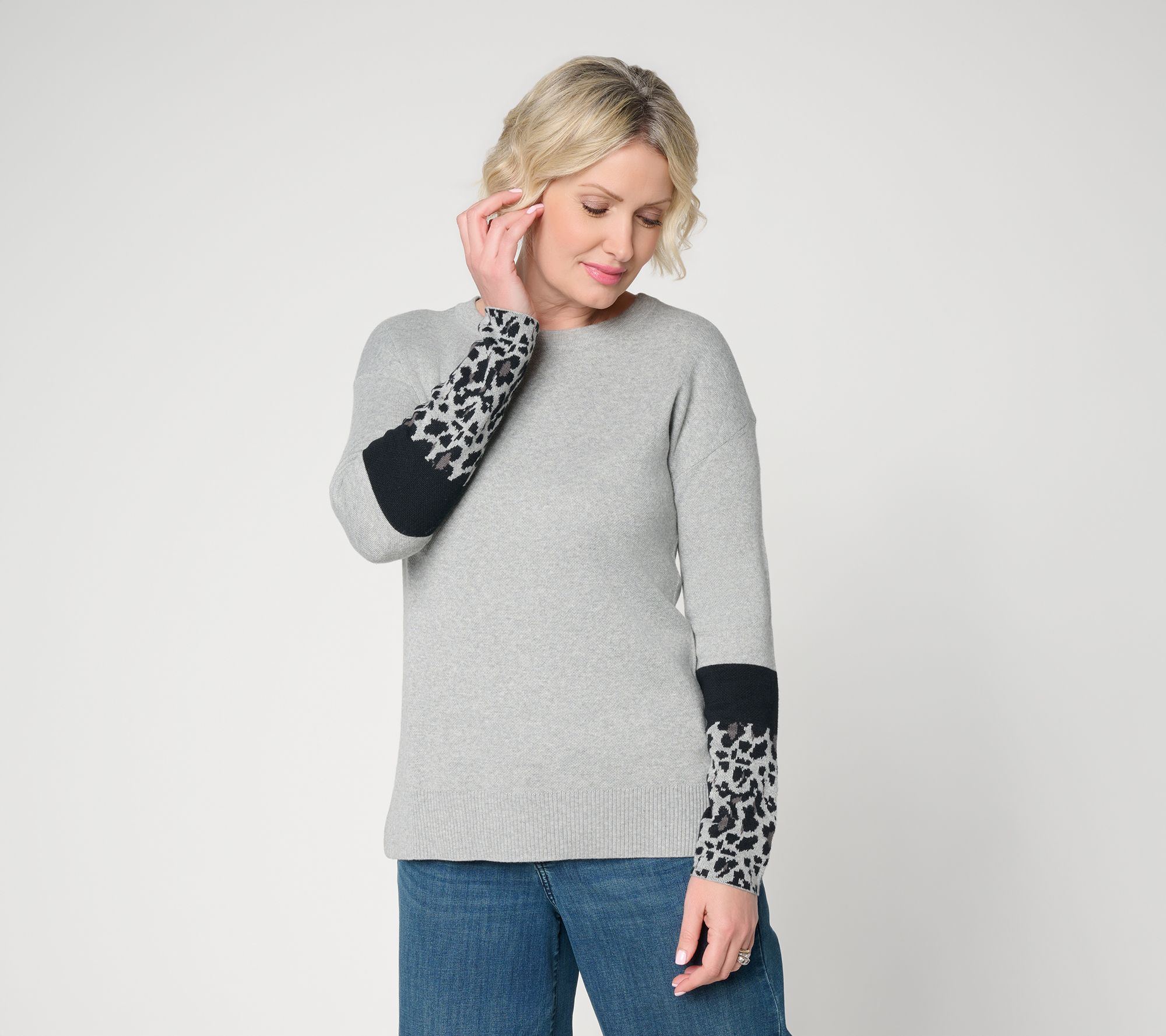 Belle by Kim Gravel Feline Fine Animal Cuff Sweater