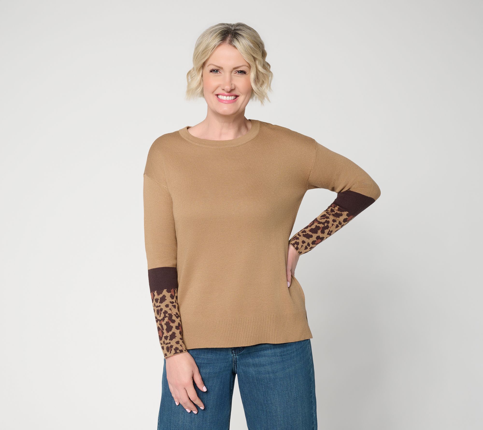 Belle by Kim Gravel Feline Fine Animal Cuff Sweater