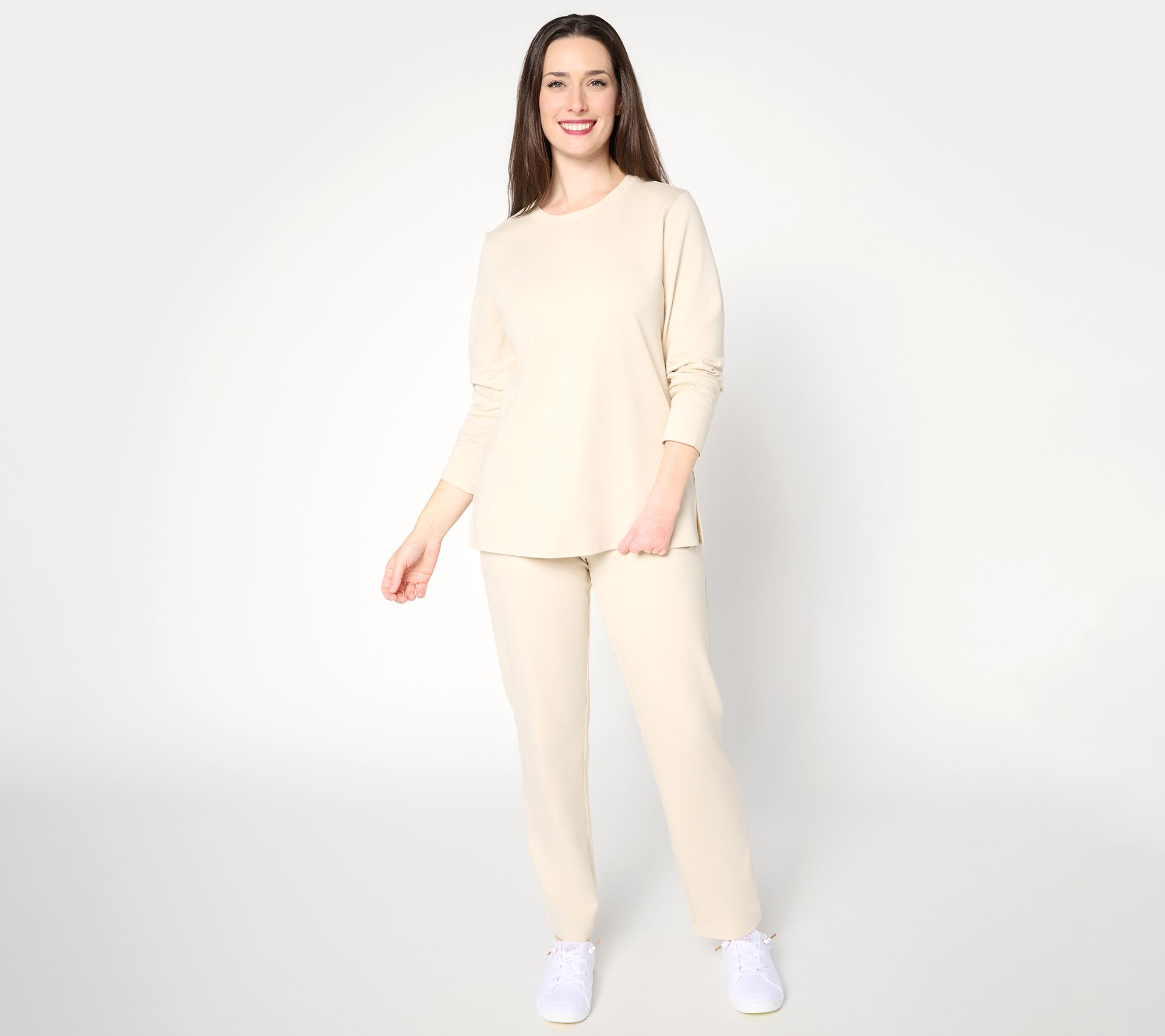 "As Is" Denim & Co. Petite EasyWear French Terry Top & Pant Set