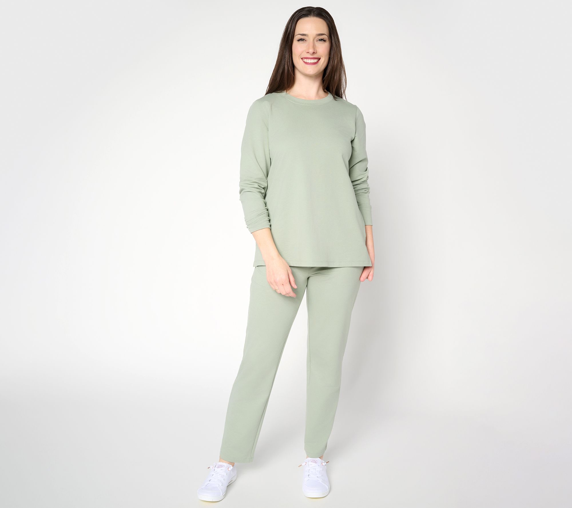 "As Is" Denim & Co. Petite EasyWear French Terry Top & Pant Set