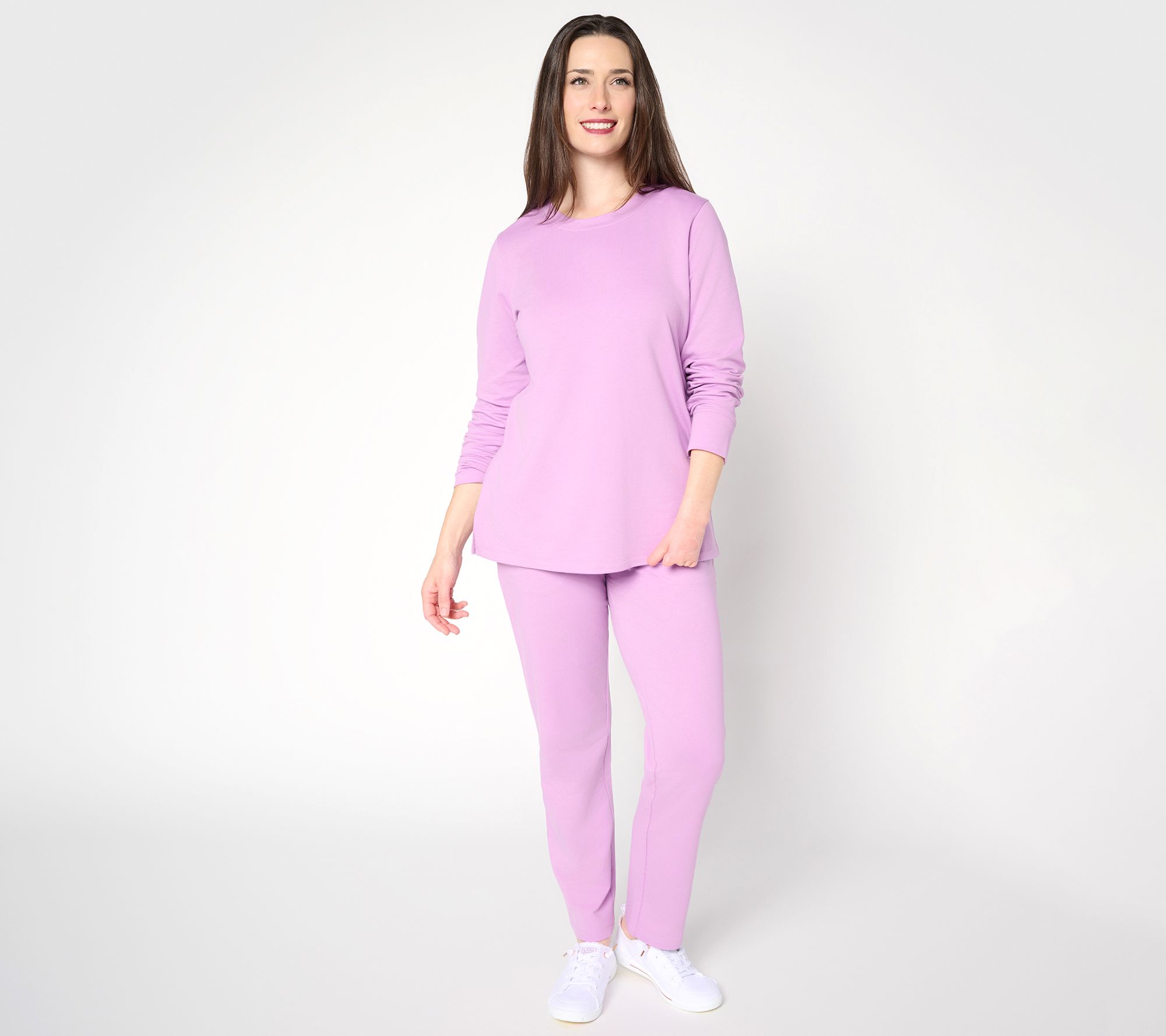 "As Is" Denim & Co. Petite EasyWear French Terry Top & Pant Set