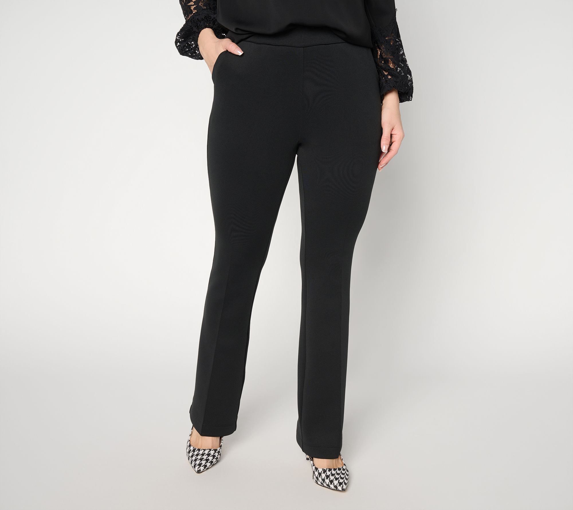 "As Is" Mally Roncal Petite Techno Scuba Full Length Bootcut Pants