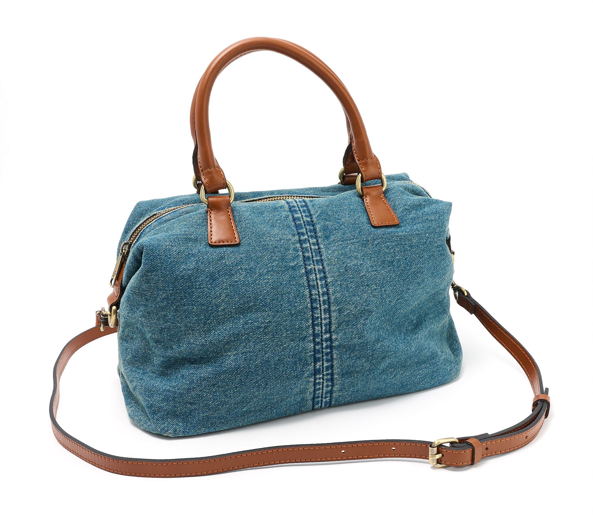 "As Is" Patricia Nash Pierra Denim Satchel with Crossbody Strap